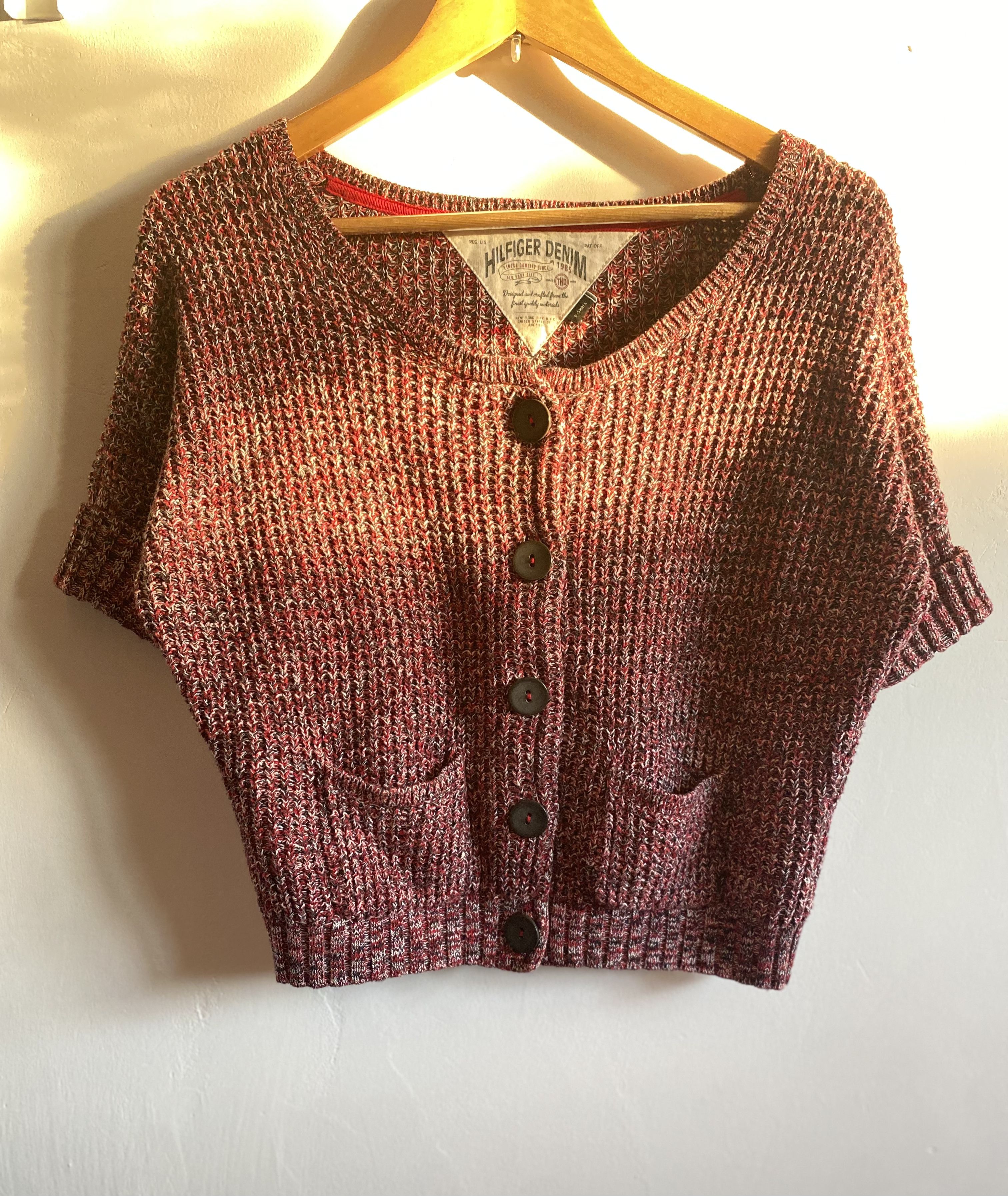 Tommy Hilfiger Tommy Hilfiger cardigan shortsleeve size S Burgundy knitwear Size S / US 4 / IT 40 - 1 Thumbnail