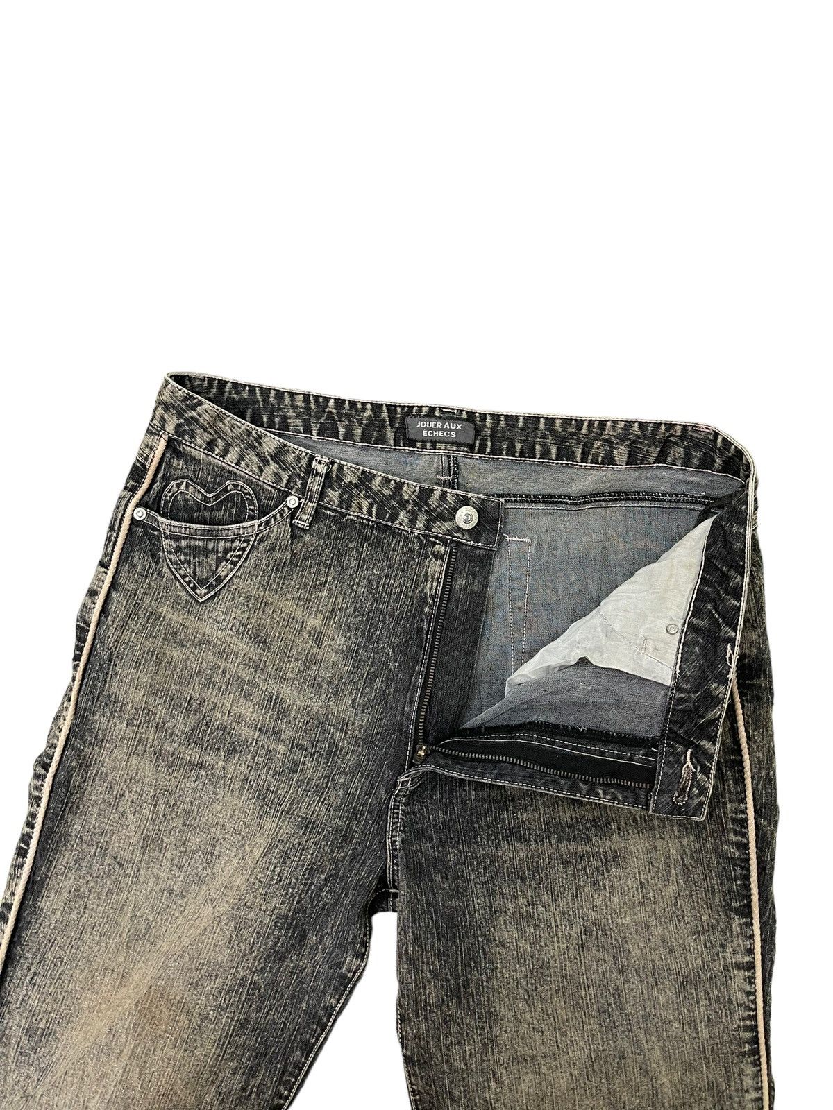 Japanese Brand Flare Jeans Jouer Aux Echecs Faded Stretch Thin Denim 7🟦9 Size US 35 - 10 Thumbnail