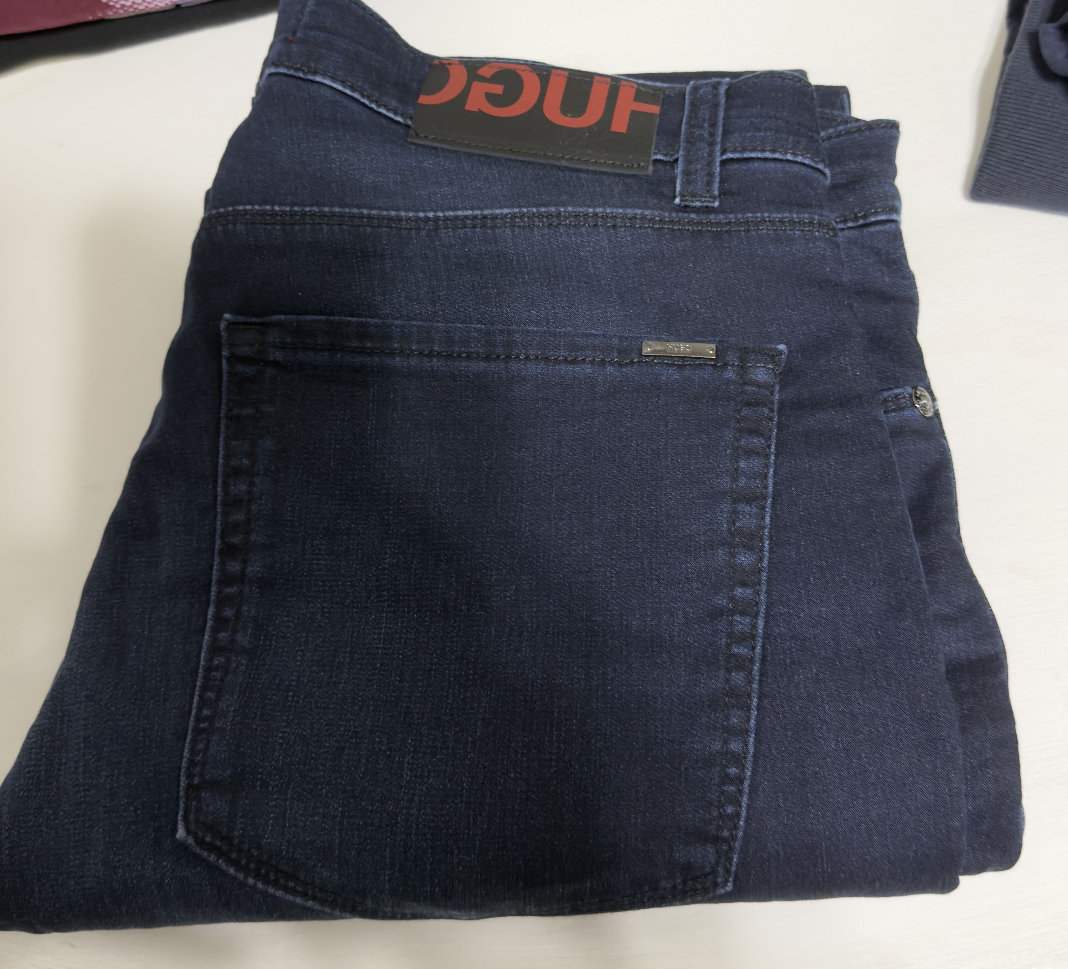 Hugo Boss Reverse Logo Delware Slim Fit Denim Navy Jeans Size US 32 / EU 48 - 10 Thumbnail