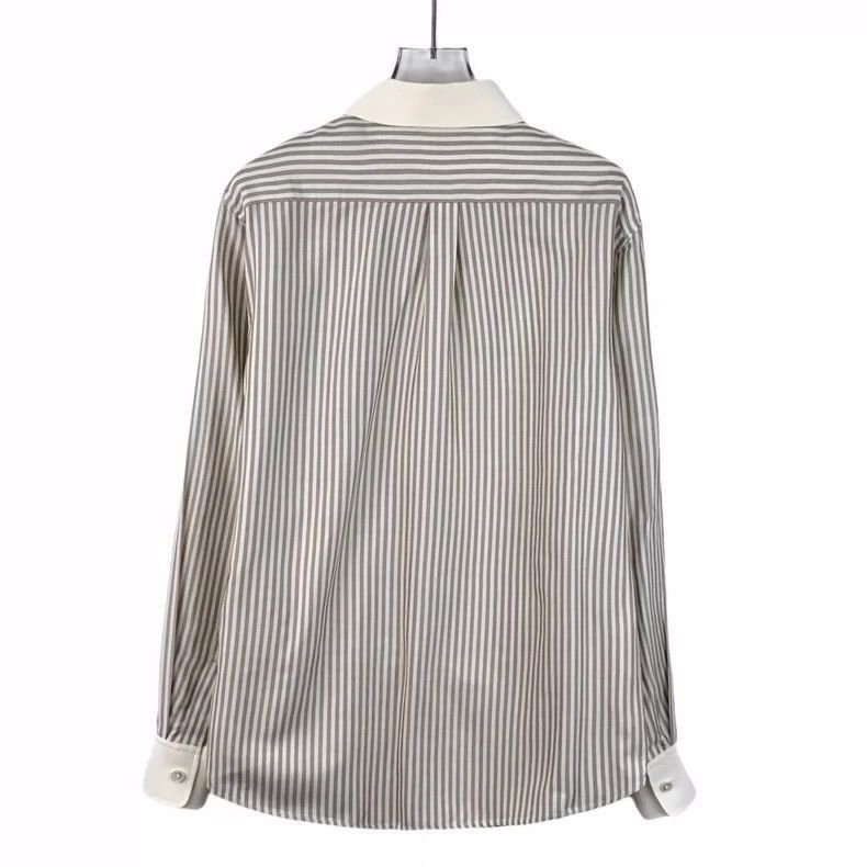 Celine Celine Striped Silk Long Sleeve ButtonUp Shirt Size US XS / EU 42 / 0 - 2 Thumbnail