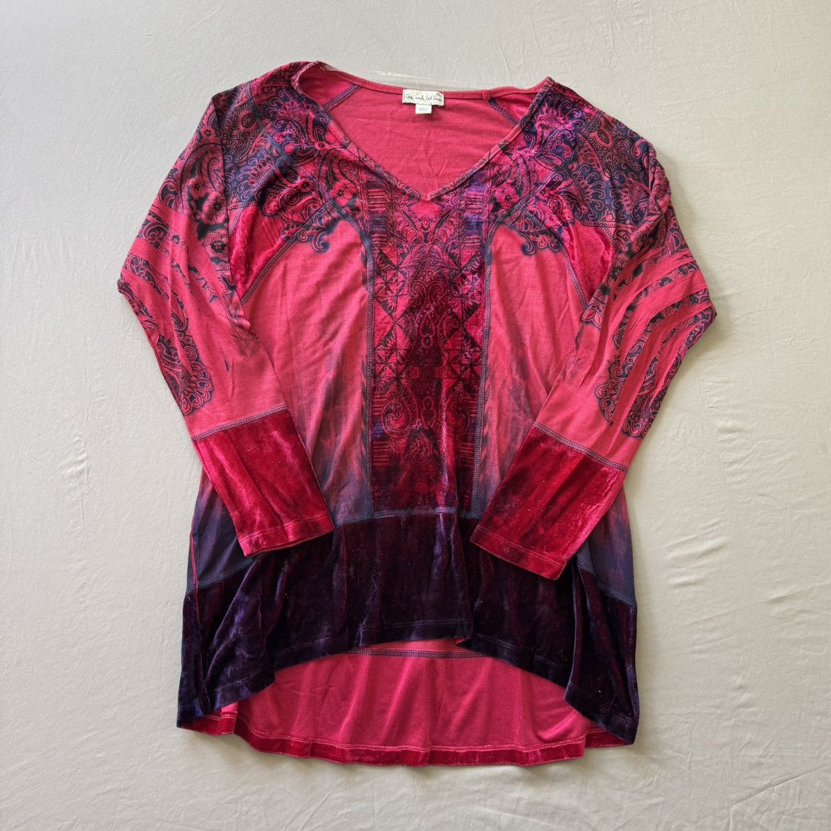 Other Y2K One World Velvet Mosaic Print Tunic Top Size XL / US 12-14 / IT 48-50 - 1 Thumbnail