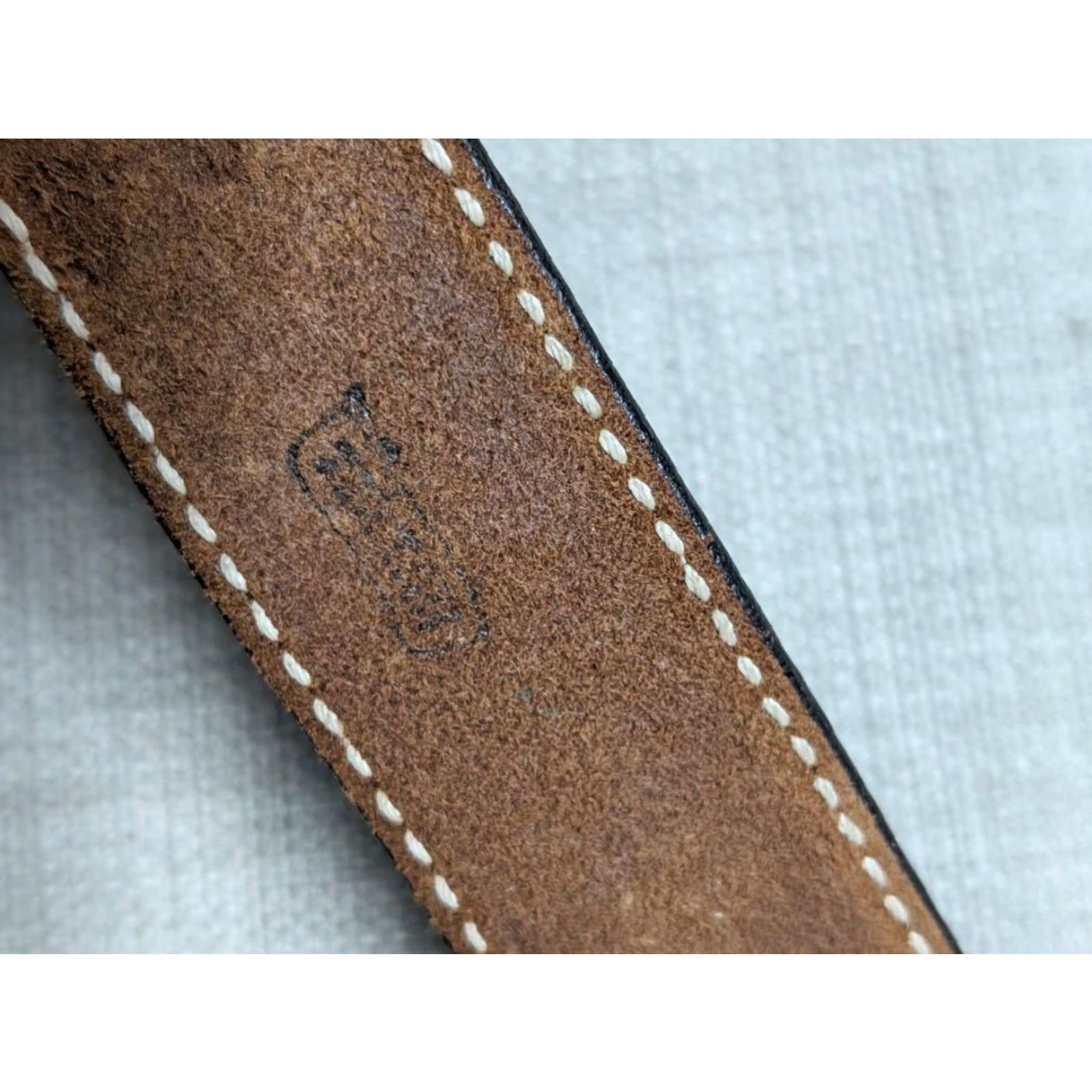 Vintage VINTAGE western belt tooled buckle Textan brown 28 leather cowhide German Silver alpaca tip holder unisex adults Mens Size 28 - 6 Thumbnail