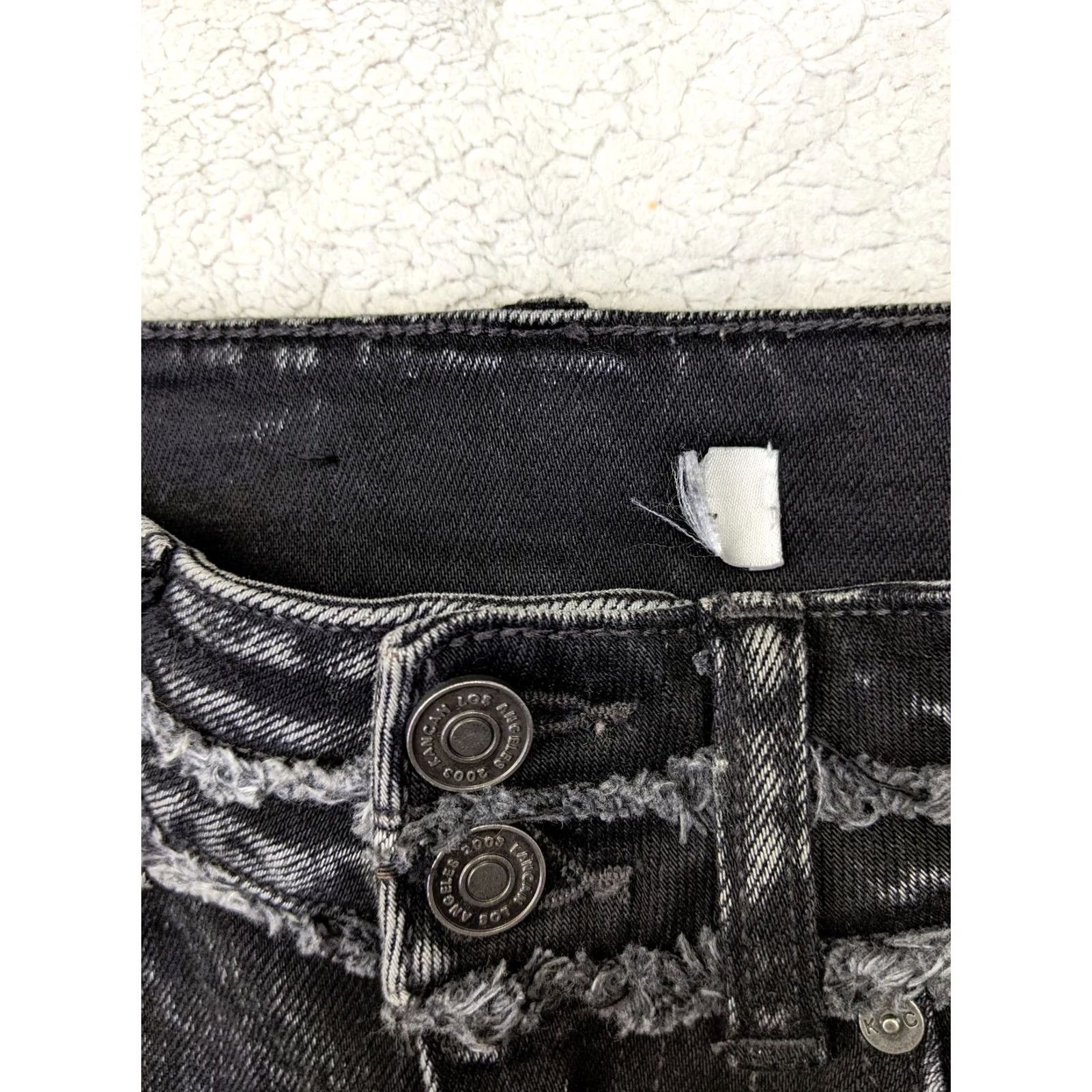 Vintage KanCan Odette Womens 1 24 Black Acid Wash Jeans High Rise Super Skinny Fray Size 26" / US 2 / IT 38 - 4 Thumbnail