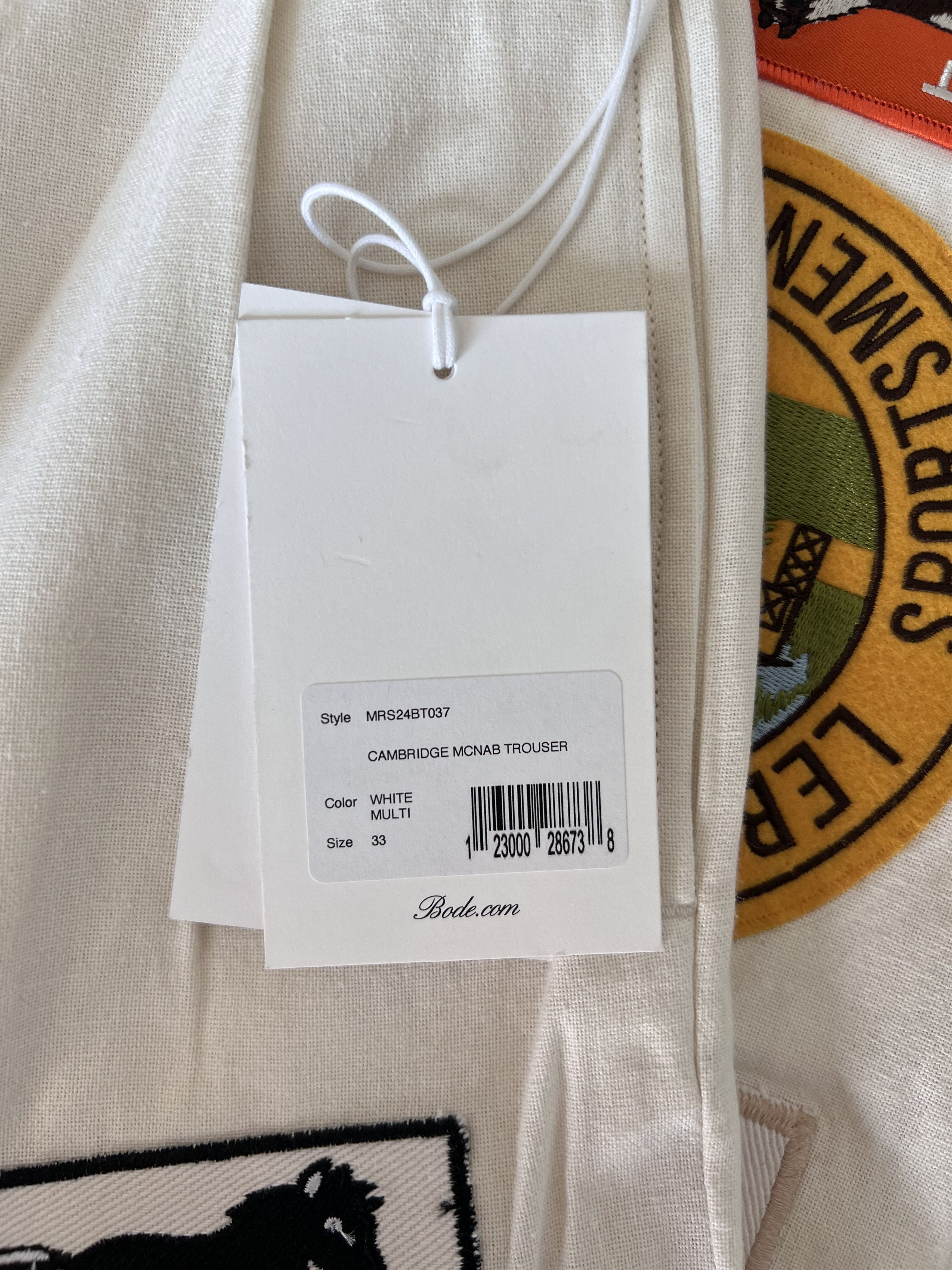 Bode Bode Cambridge Mcnab Trousers in White Size US 33 - 9 Thumbnail