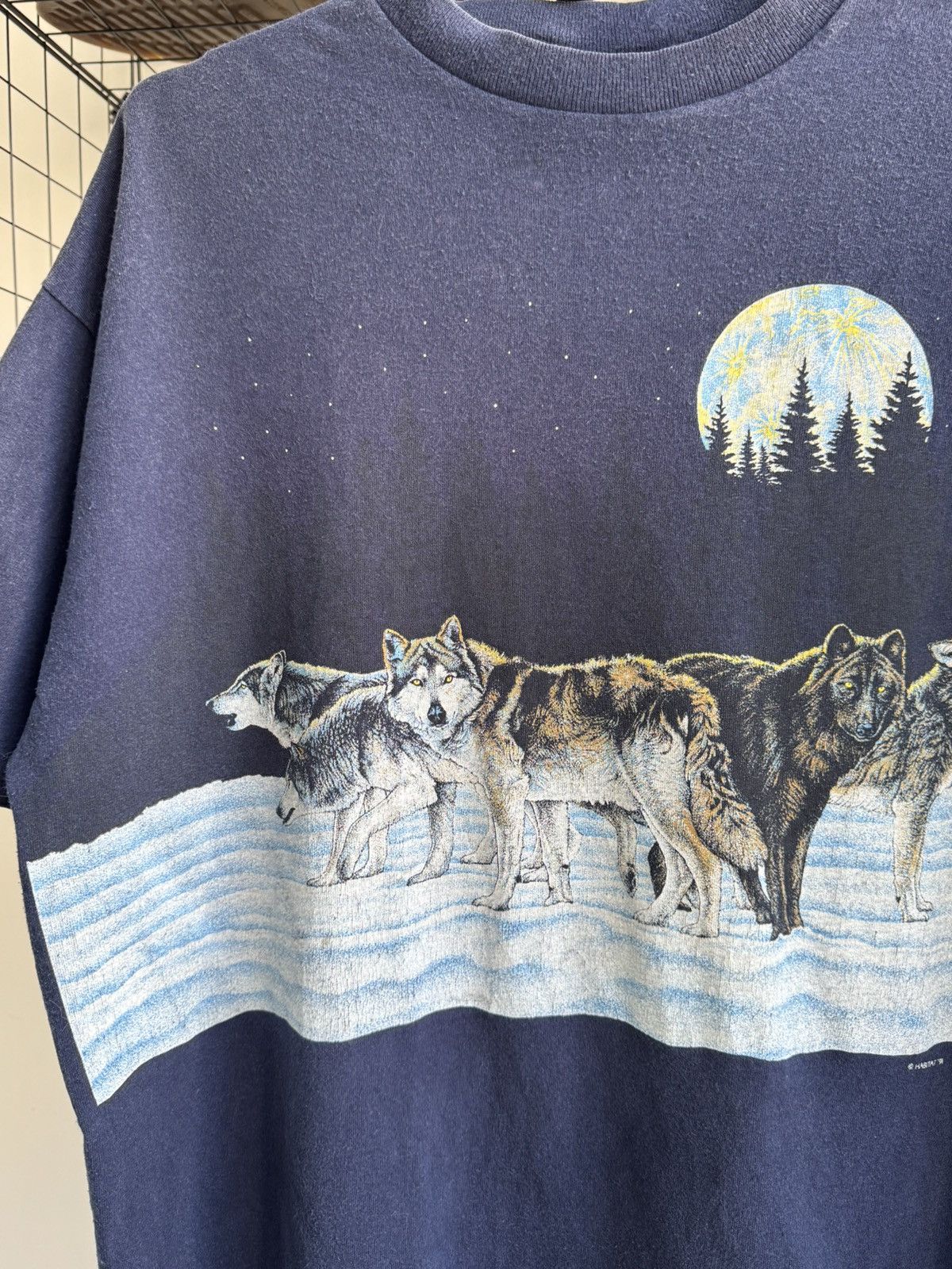 Habitat × Vintage Vintage 1991 Habitat Big Print Wolf T-shirt Size US XL / EU 56 / 4 - 5 Thumbnail
