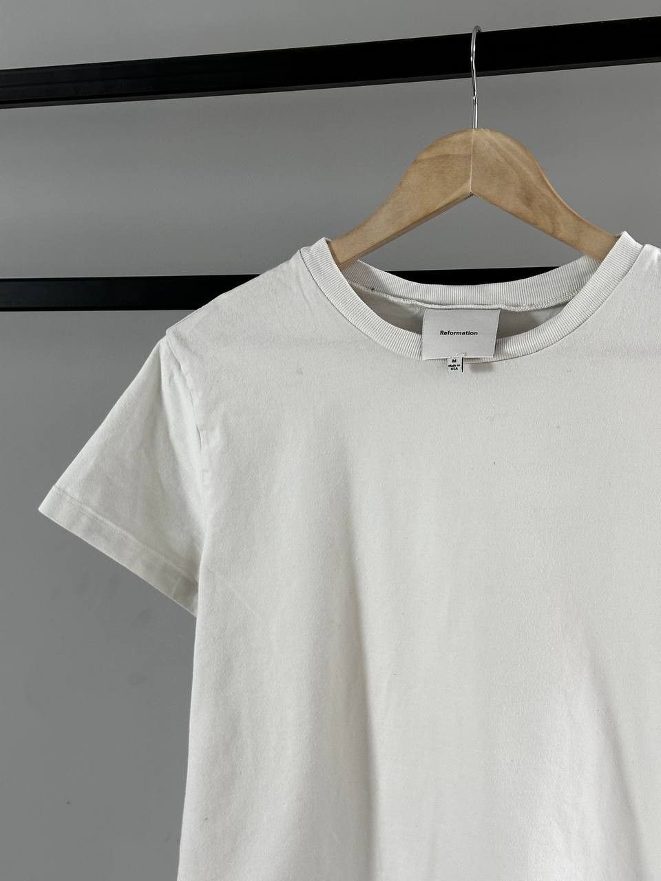 Reformation Reformation Casual White Cropped T Shirt Made In USA Size M / US 6-8 / IT 42-44 - 3 Thumbnail