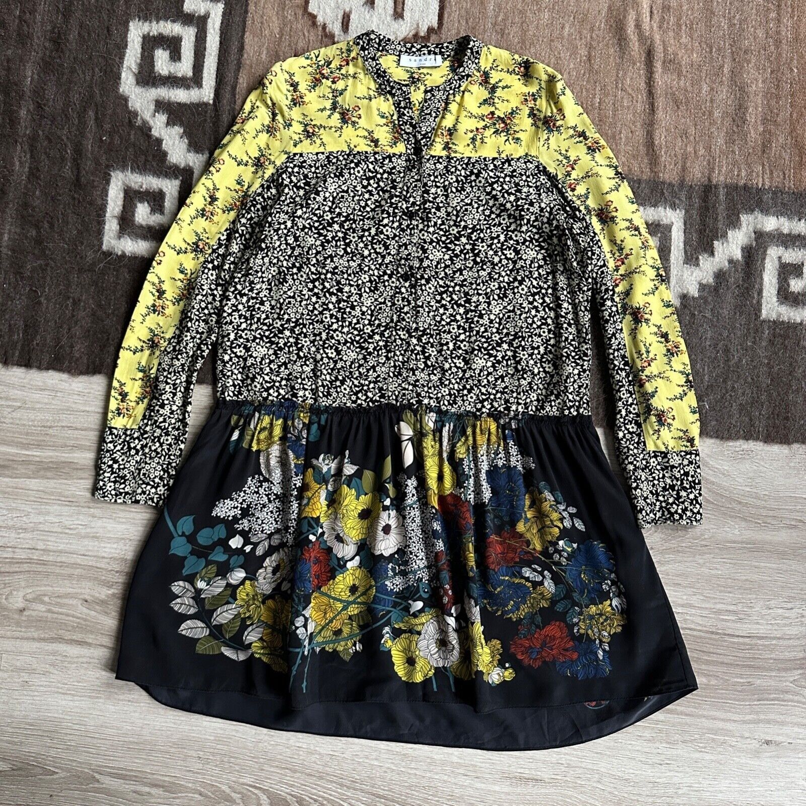 Sandro Sandro Viscose Floral Pattern Summer Boho Dress 8488AC Size M / US 6-8 / IT 42-44 - 1 Thumbnail