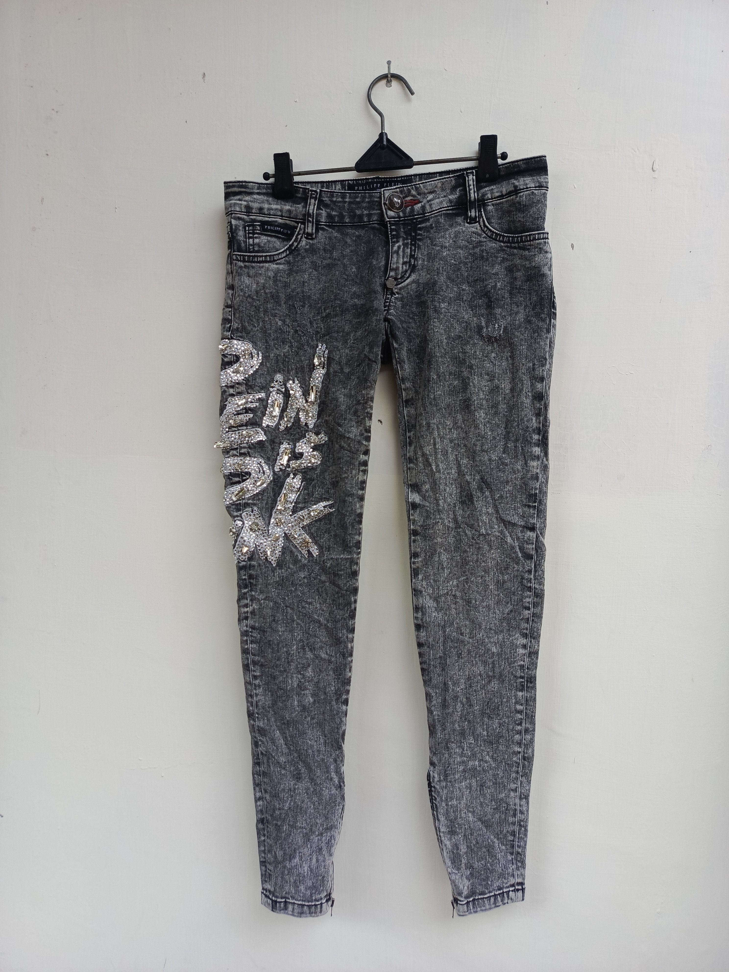 Philipp Plein Philipp Plein Rhinestone Denim Jeans. Luxury Streetwear Size 27" / US 4 / IT 40 - 1 Thumbnail