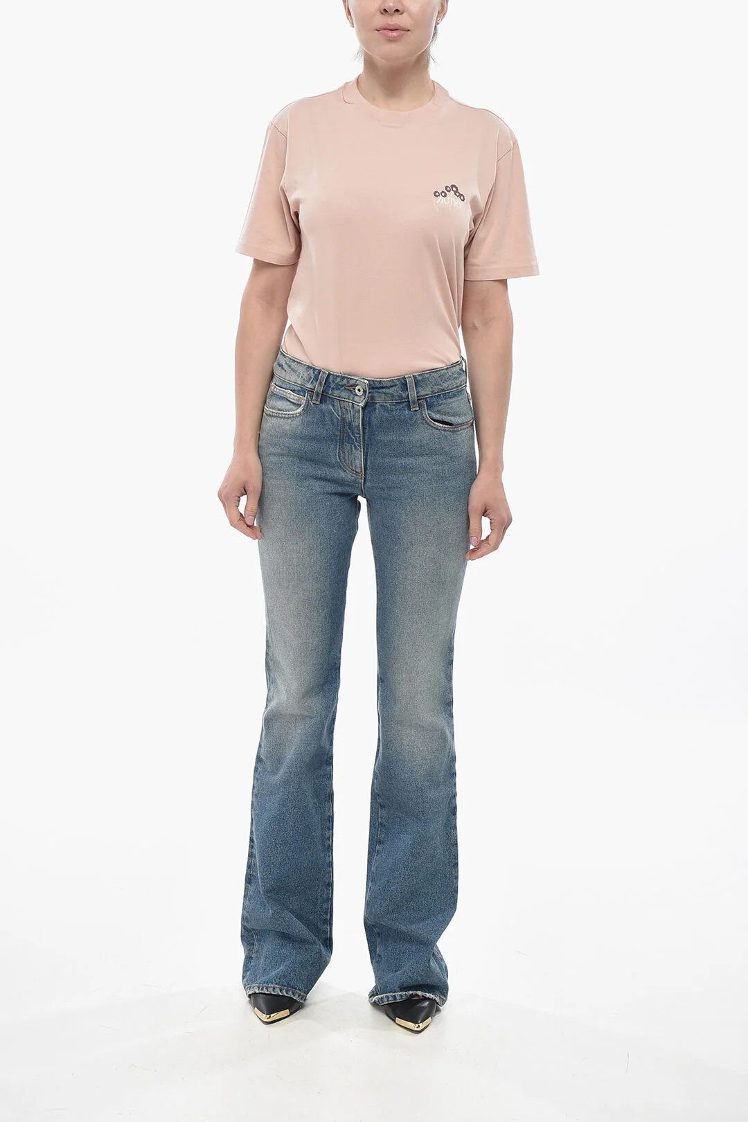 Off-White og1mm0426 Denim Bootcut Jeans in Blue Size 29" - 4 Thumbnail