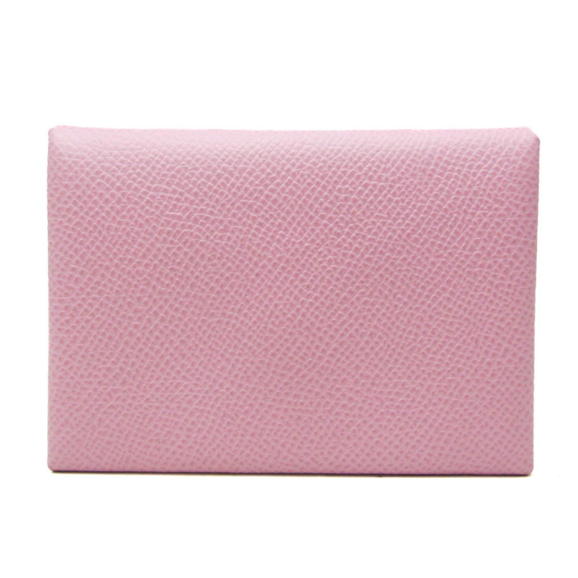 Hermes Hermes Calvi Duo Epsom Leather Card Case Pink Size ONE SIZE - 1 Thumbnail