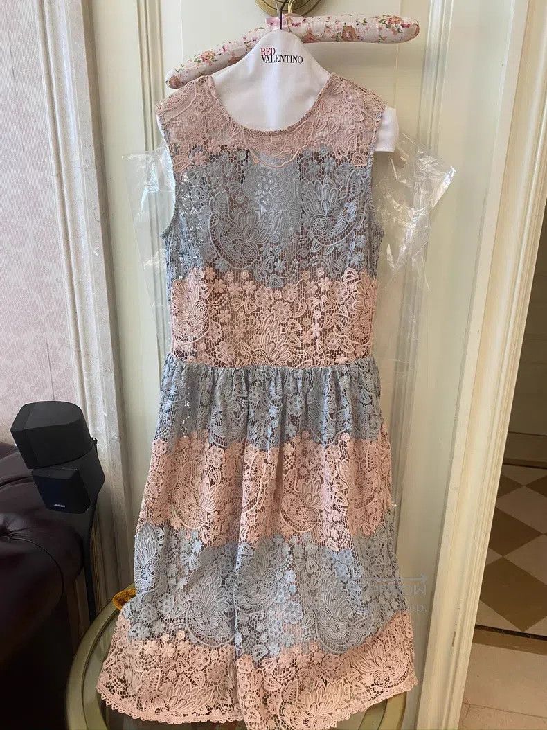 Valentino Valentino Pink and blue lace dress Size S / US 4 / IT 40 - 1 Thumbnail