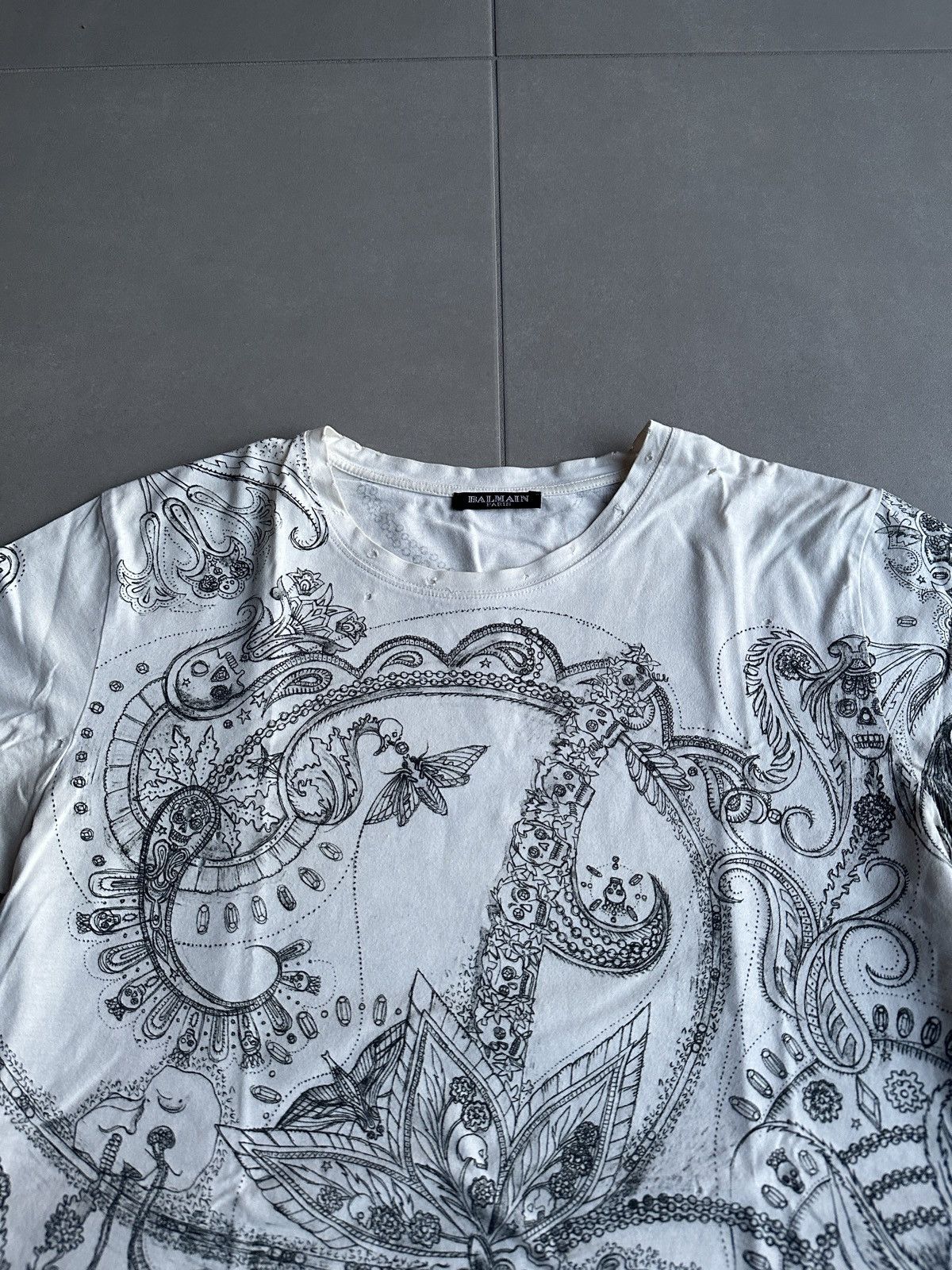 Balmain Balmain Homme AW09 distressed paisley print t-shirt Size US L / EU 52-54 / 3 - 3 Thumbnail