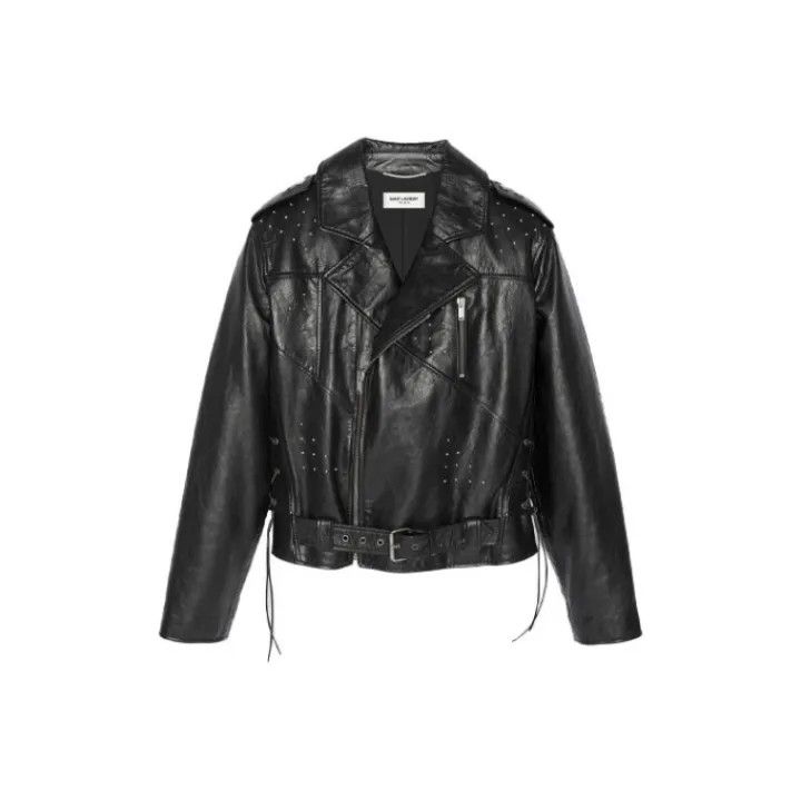Saint Laurent Paris Saint Laurent Black Studded Leather Jacket Size US M / EU 48-50 / 2 - 1 Thumbnail