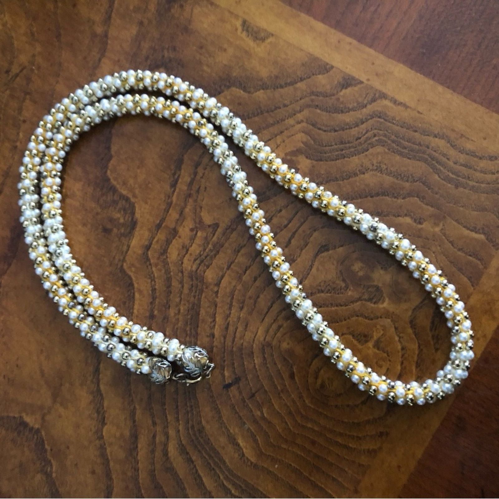 Vintage Vintage bell cap braided mini pearl beaded necklace Size ONE SIZE - 9 Thumbnail
