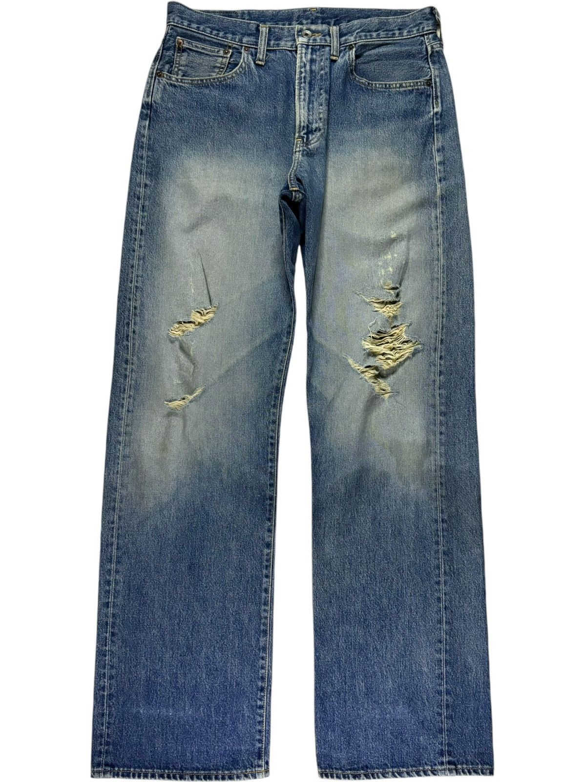 Japanese Brand × Uniqlo Vintage Japanese Uniqlo Faded Wash Distressed Baggy Jeans Size US 33 - 1 Thumbnail