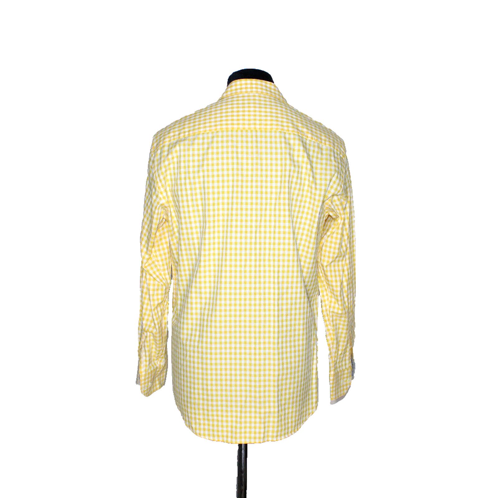 BUGATCHI BUGATCHI UOMO Yellow Check Button Up Long Sleeve Shirt Sz L Size US L / EU 52-54 / 3 - 3 Thumbnail