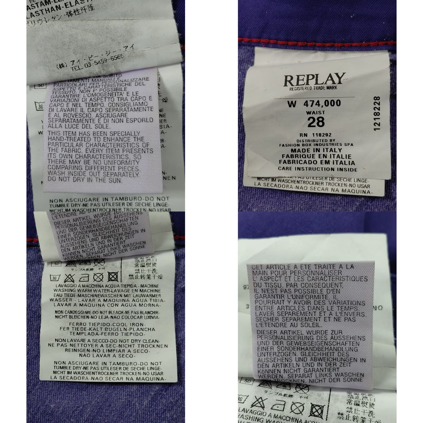 Replay Replay Jeans Purple Solid Denim Size 28 Made in Italy Women Size 28" / US 6 / IT 42 - 9 Thumbnail