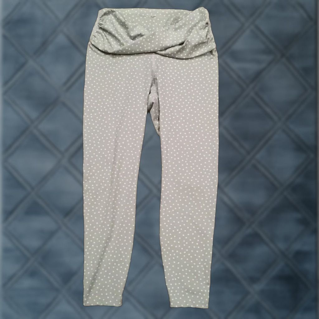 Nike Nike Leggings Women L Gray Polka Dot Dri Fit Ankle 24in Inseam Regular Rise Mid 8.5-10.5in Size 36" / US 14 / IT 50 - 1 Thumbnail