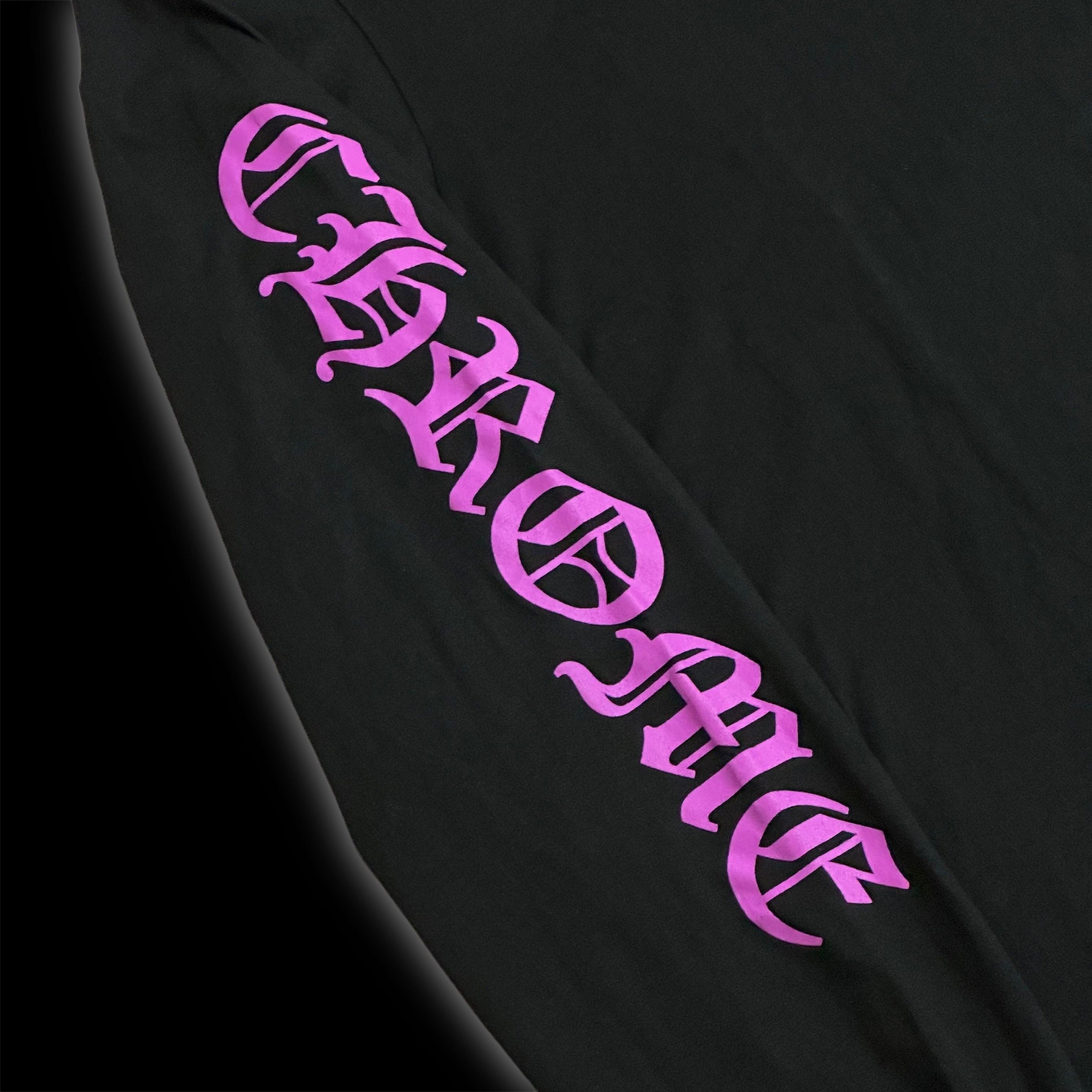 2020s chrome hearts purple spellout sleeves collar logo l/s