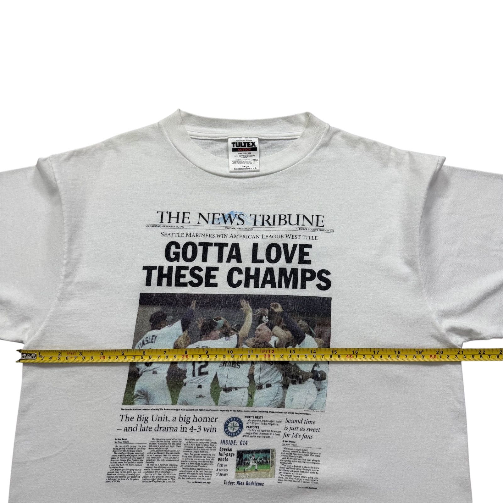 MLB VTG 90s MLB SEATTLE MARINERS 1997 NEWSPAPER CHAMPS T-SHIRT L Size US L / EU 52-54 / 3 - 5 Thumbnail