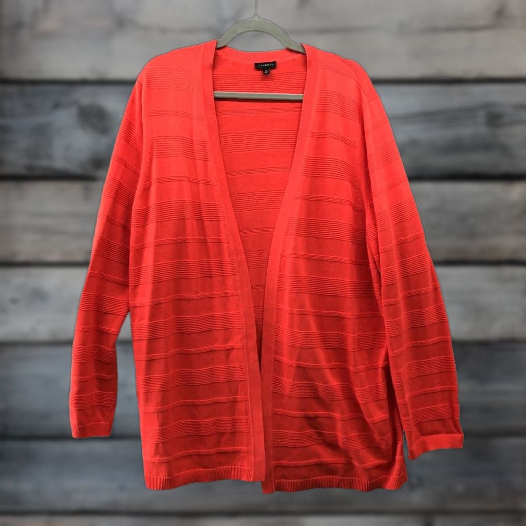 Talbots VINTAGE Talbots Cardigan Sweater Womens XL Red Solid Longline Casual Open Front Classic Size XL / US 12-14 / IT 48-50 - 1 Thumbnail