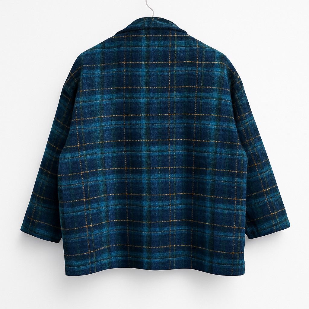 Japanese Brand Vintage 90s Plaid Double-Breasted Wool Coat by Like Lady Size L / US 10 / IT 46 - 2 Thumbnail