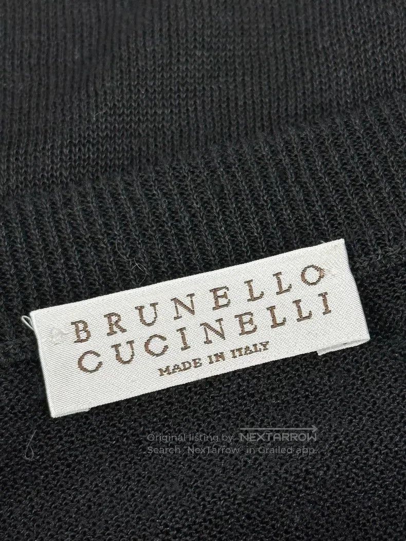 Brunello Cucinelli Brunello Cucinelli Black Pocket Beaded V-Neck Knit Top Lon Size S / US 4 / IT 40 - 4 Thumbnail