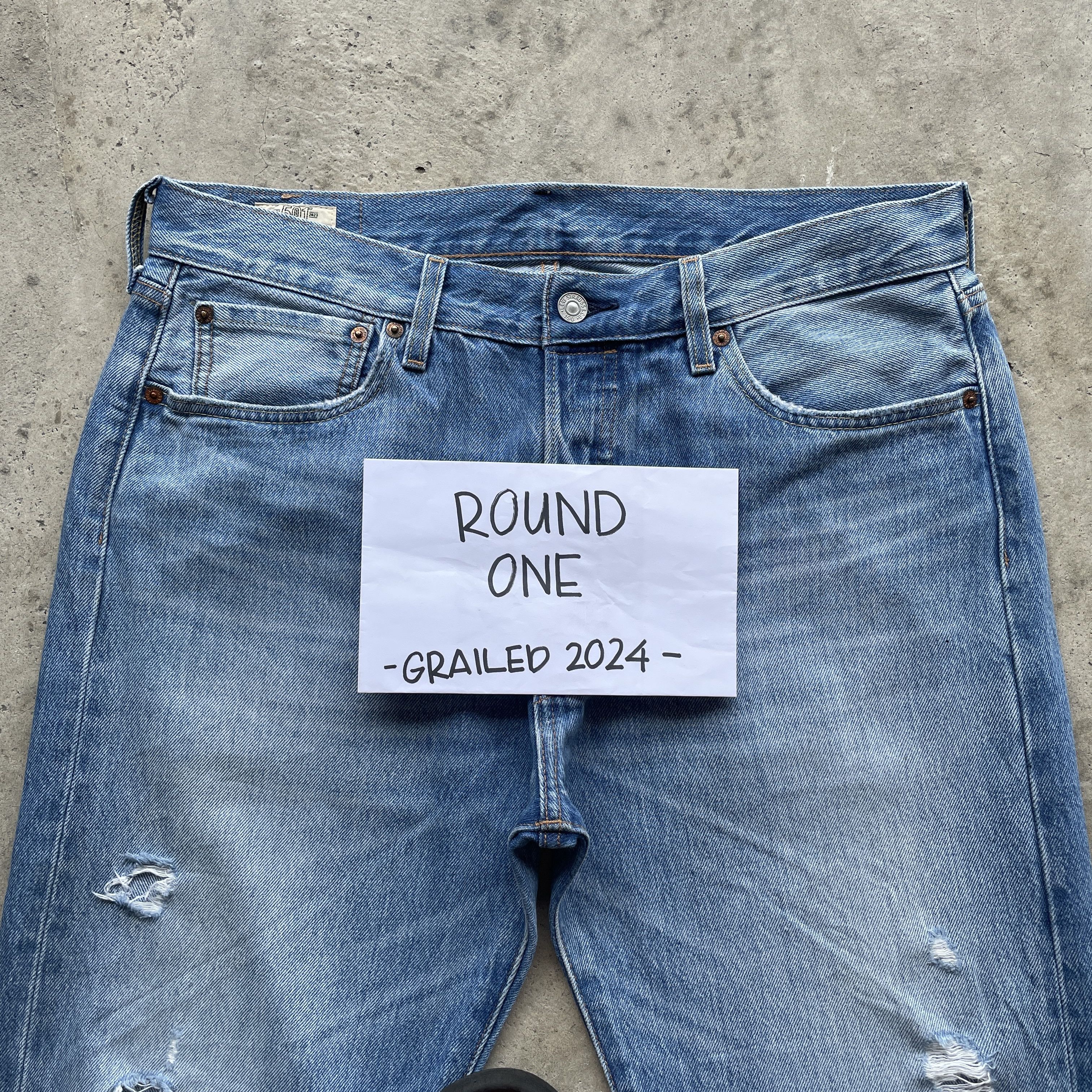 Levi's W34 LEVI’S BIG E DISTRESSED DENIM FADED RIPPED JEANS PANTS Size US 34 / EU 50 - 3 Thumbnail