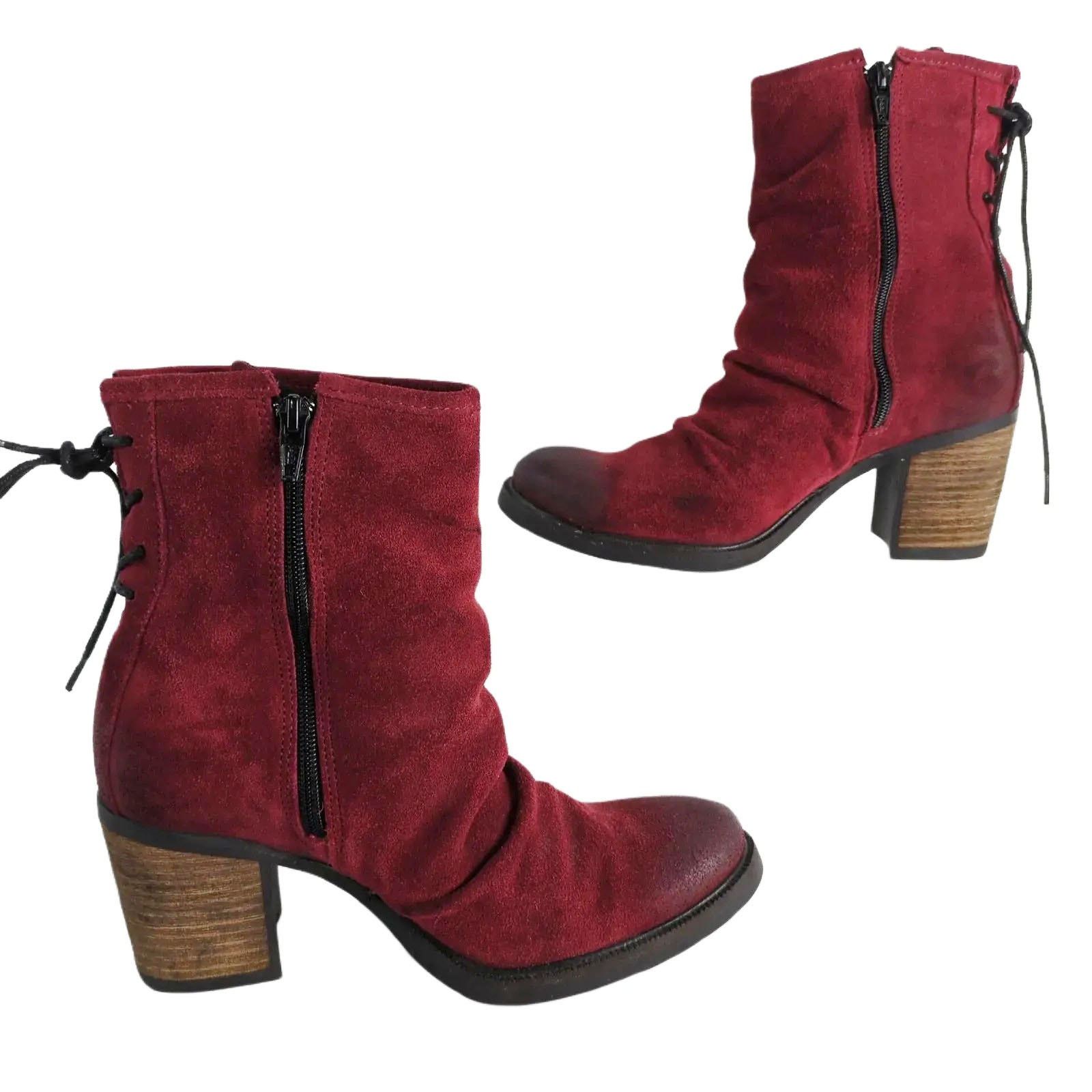 Other UK Bos & Co Barlow Women's 8 Red Suede Ankle Booties Size US 8 / IT 38 - 4 Thumbnail