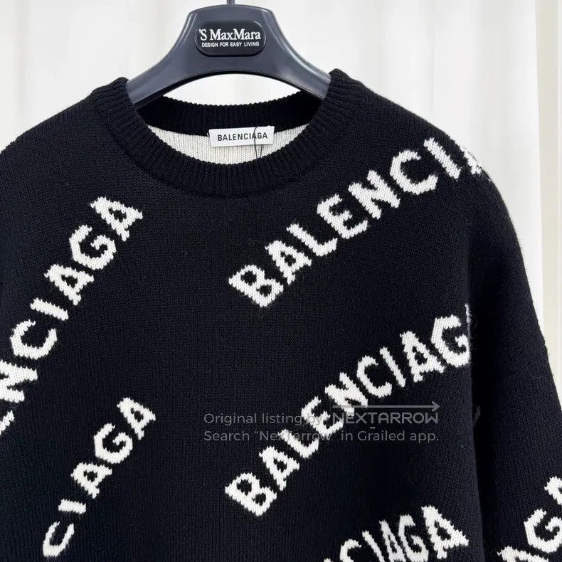 Balenciaga Balenciaga Black Barrage Full Print Knit Sweater Size US S / EU 44-46 / 1 - 3 Thumbnail