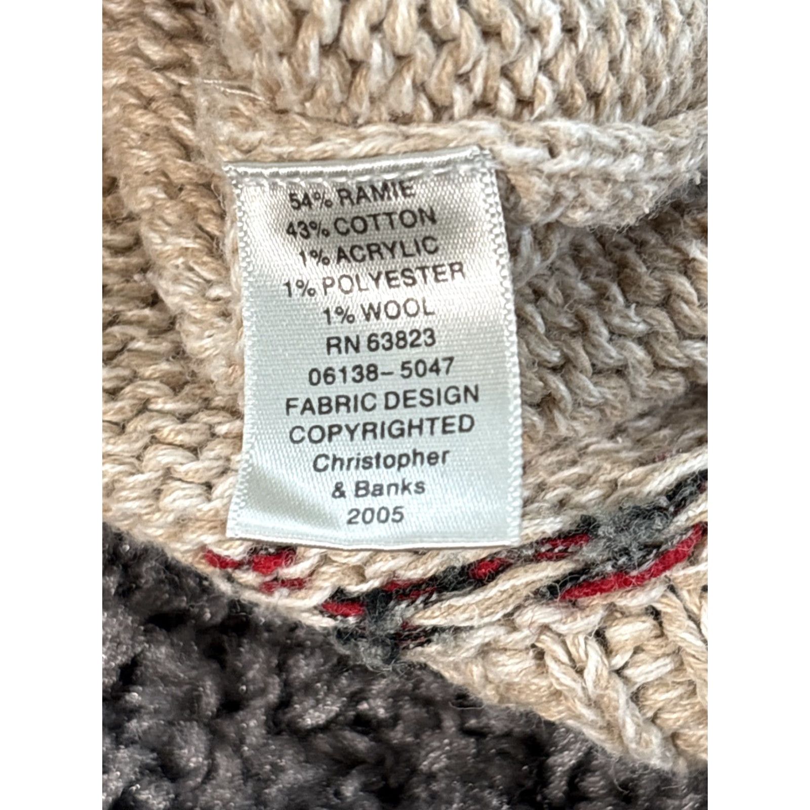 Vintage VINTAGE Christopher Banks Sweater Womens Medium Chunky-Knit Cardinal Bird Beige Crew Neck Pullover Ramie Cotton Knit-Style Size M / US 6-8 / IT 42-44 - 6 Thumbnail