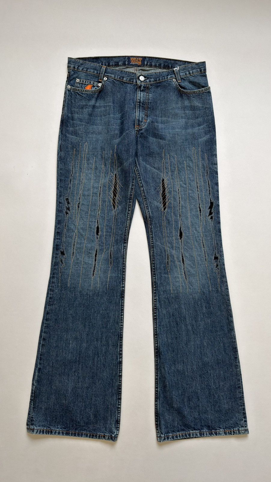 Walter Van Beirendonck 1990s ‘Lightning Bolt’ Scar Stitch Denim Jeans Size US 32 / EU 48 - 2 Thumbnail