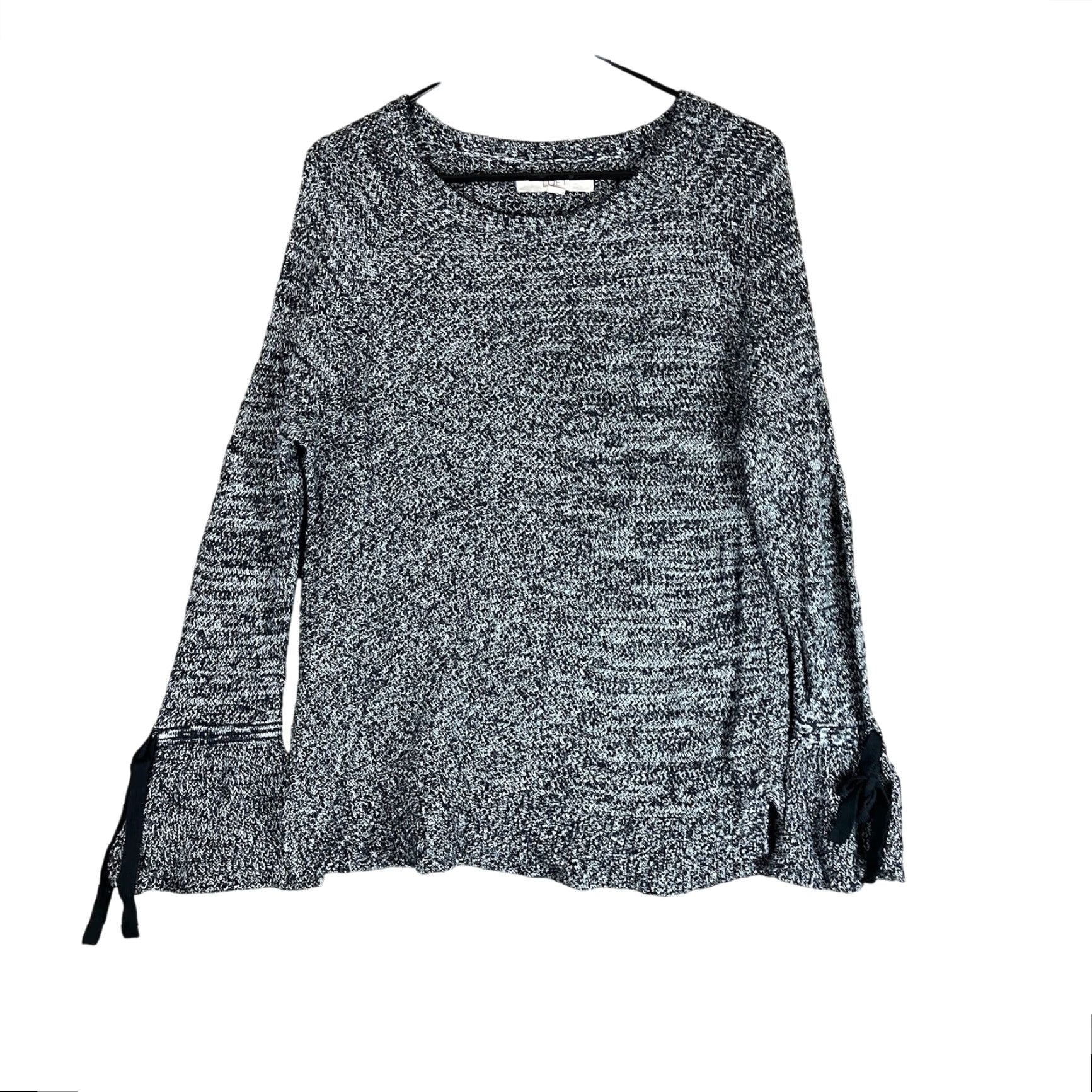 Loft LOFT Womens Sweater Black White Knit Crew Neck Flared Sleeve 100% Cotton M Sweater Size M / US 6-8 / IT 42-44 - 2 Thumbnail