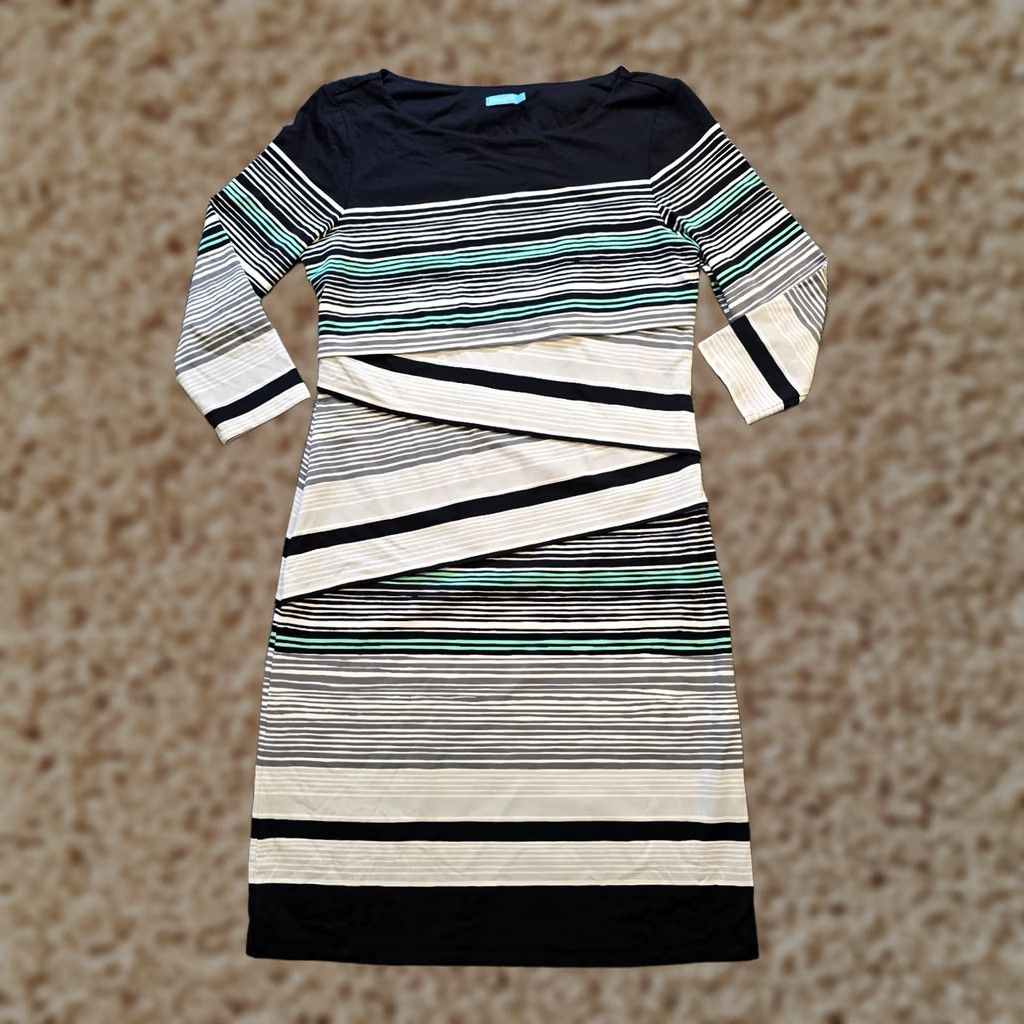 J.McLaughlin J McLaughlin Dress Womens Small Black Striped Catalina Cloth Stretchy Fitted Size S / US 4 / IT 40 - 1 Thumbnail
