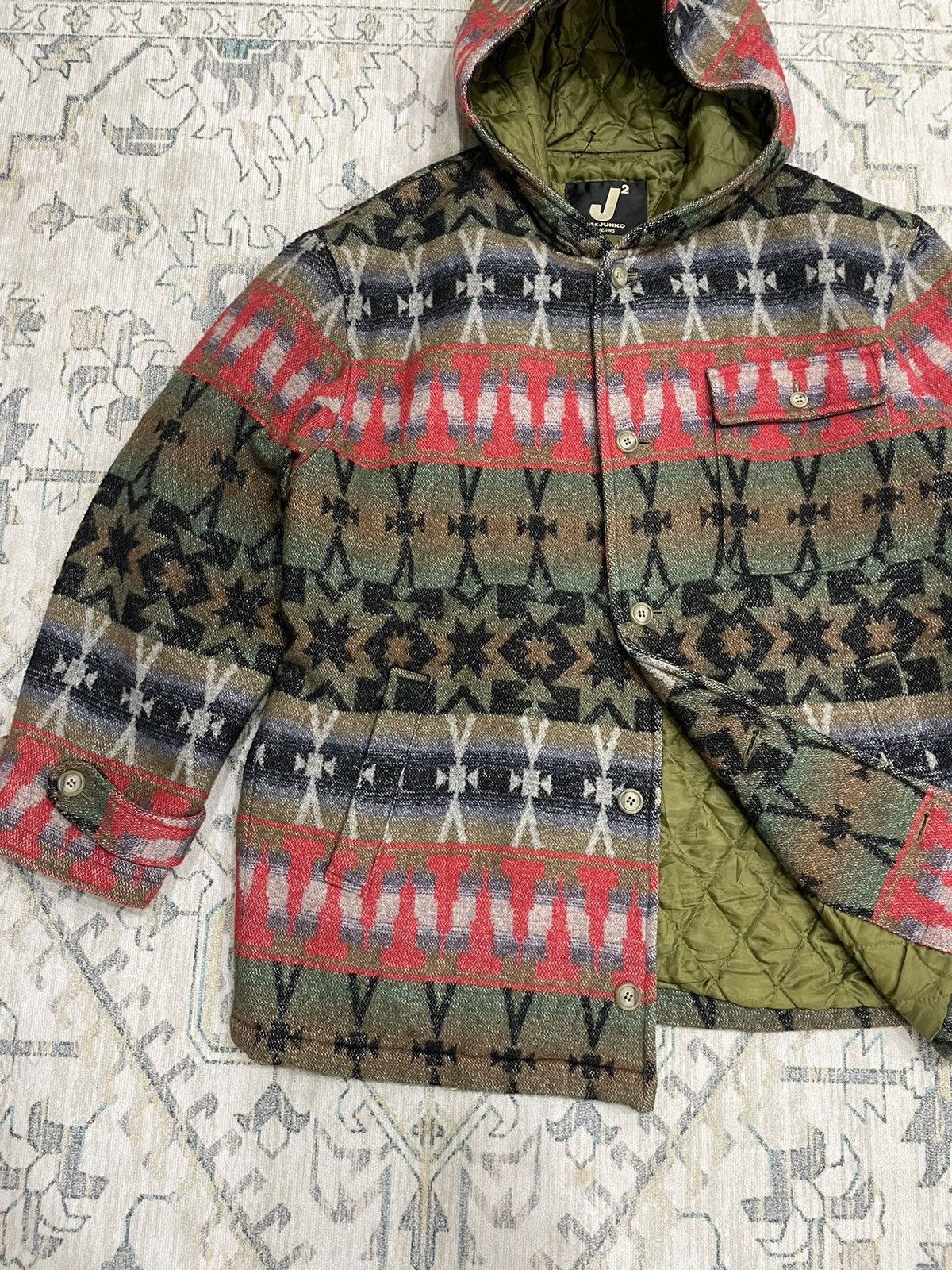 Japanese Brand × Junko Shimada RARE JUNKO SHIMADA JAPAN TRIBE NAVAJO WOOL HOODIE JACKET Size US L / EU 52-54 / 3 - 4 Thumbnail