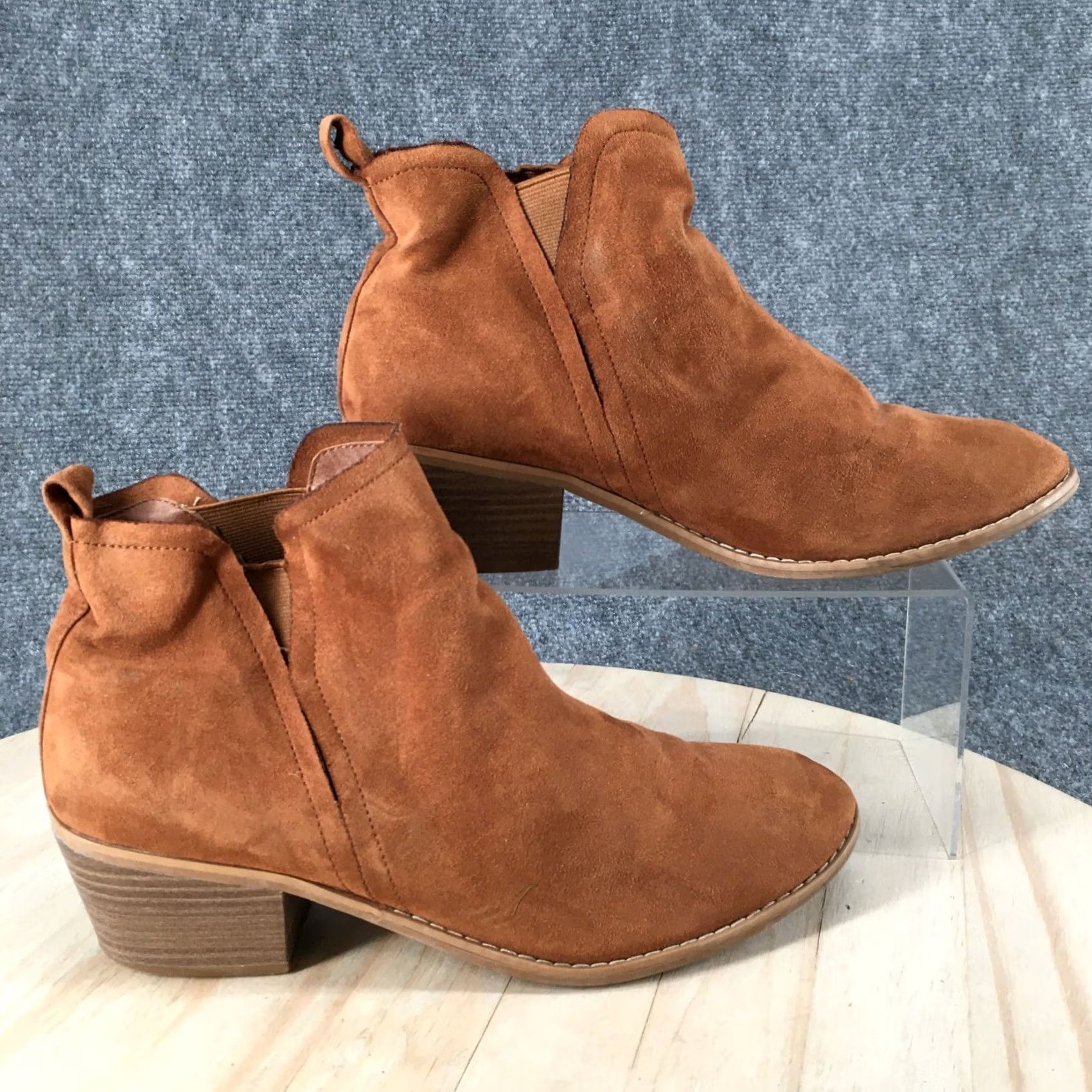 American Eagle Outfitters American Eagle Outfitters Boots Womens 11 Pull On Ankle Bootie Brown Fabric Heel Boots Material: Fabric Size US 11 / IT 41 - 2 Thumbnail