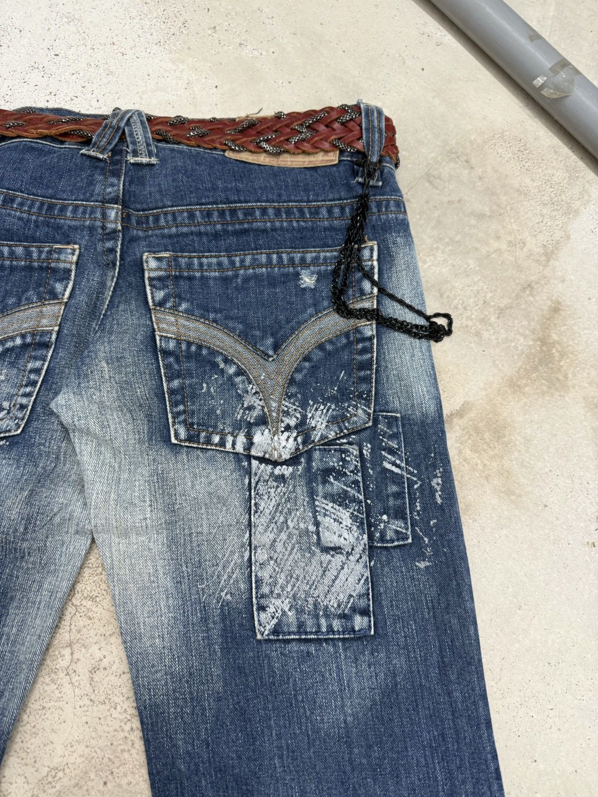5351 POUR LES HOMMES × Japanese Brand × Le Grande Bleu (L.G.B.) Skybomber Japan Patchwork Painter Low Rise Flared Jeans Size US 30 / EU 46 - 17 Thumbnail