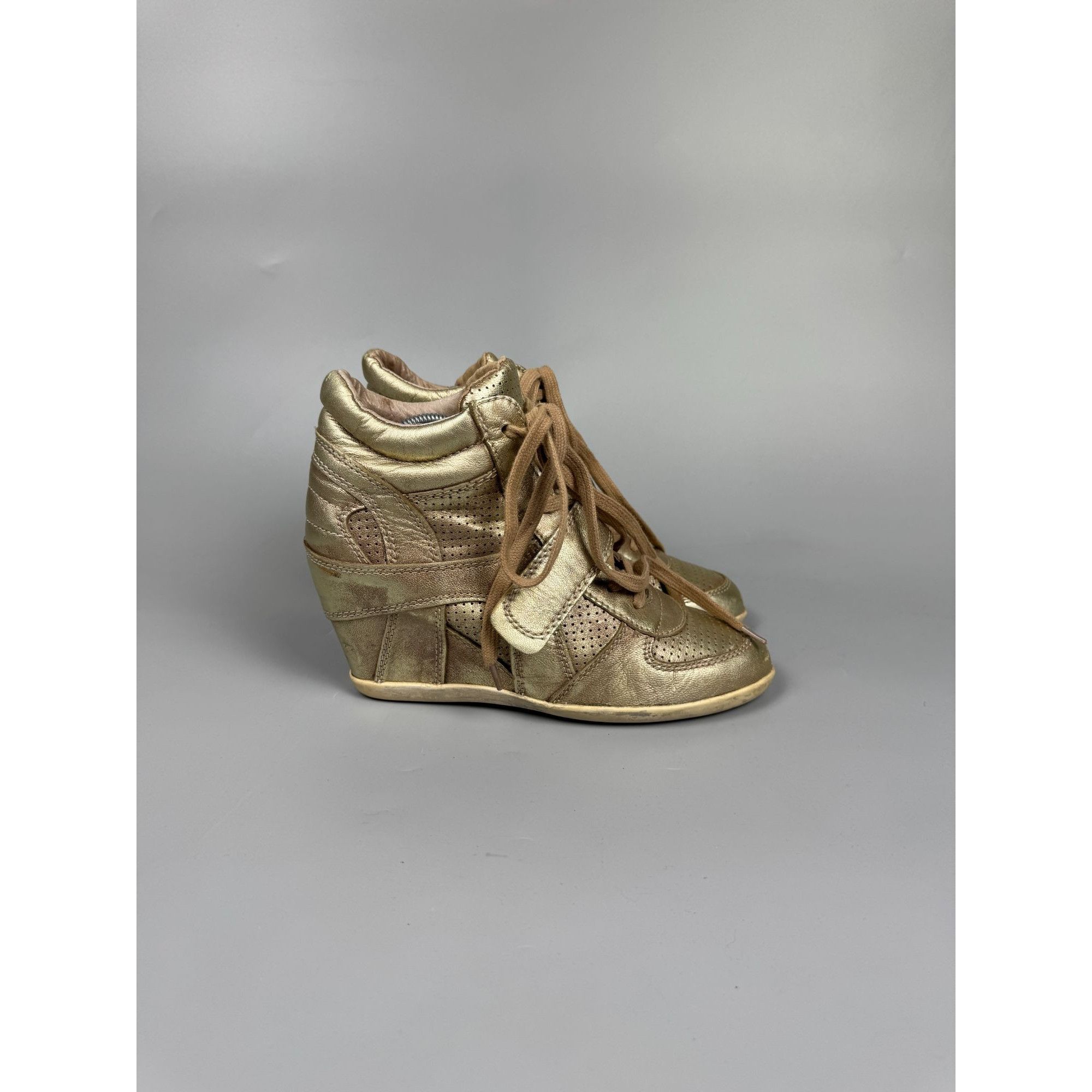 ASH ASH Bowie Hidden Wedge Gold Isabel Marant Type Sneakers Size US 8 / IT 38 - 1 Thumbnail