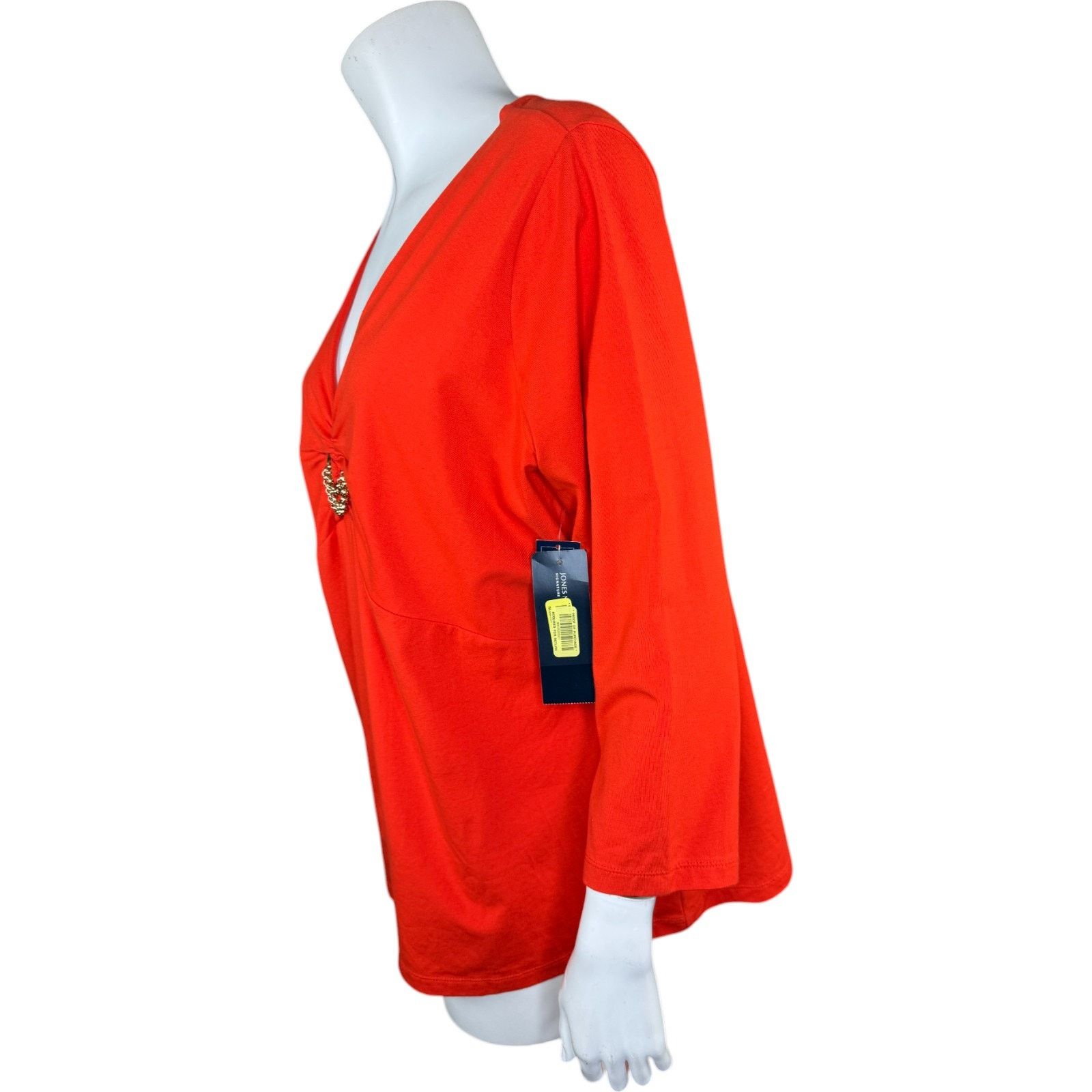 Jones New York Jones New York Orange Womens 1X Stretch 3/4 Sleeve Blouse Size XL / US 12-14 / IT 48-50 - 5 Thumbnail