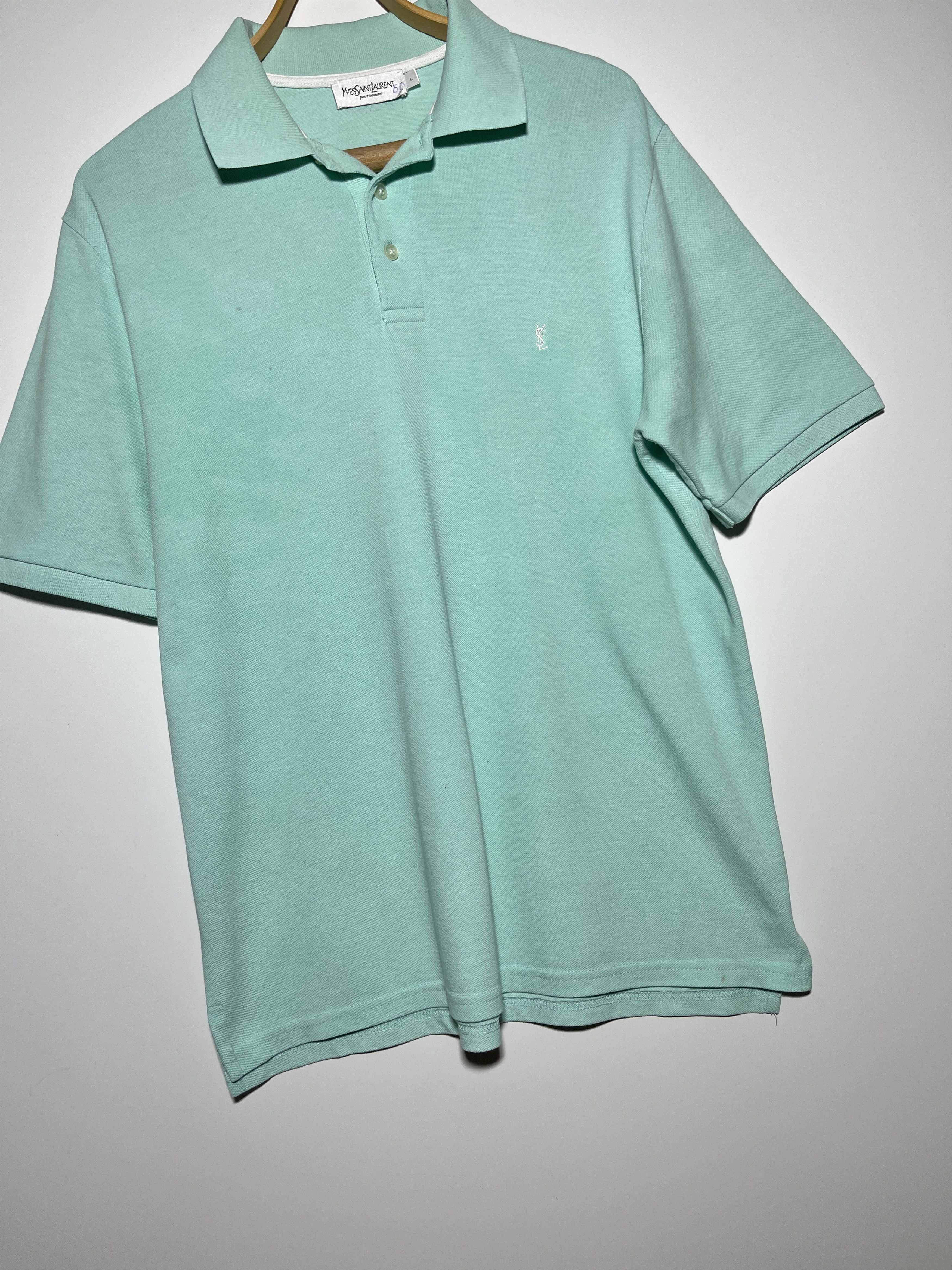 Vintage × Yves Saint Laurent Vintage Yves Saint Laurent Pour Homme Turquoise Polo Shirt Size US L / EU 52-54 / 3 - 4 Thumbnail