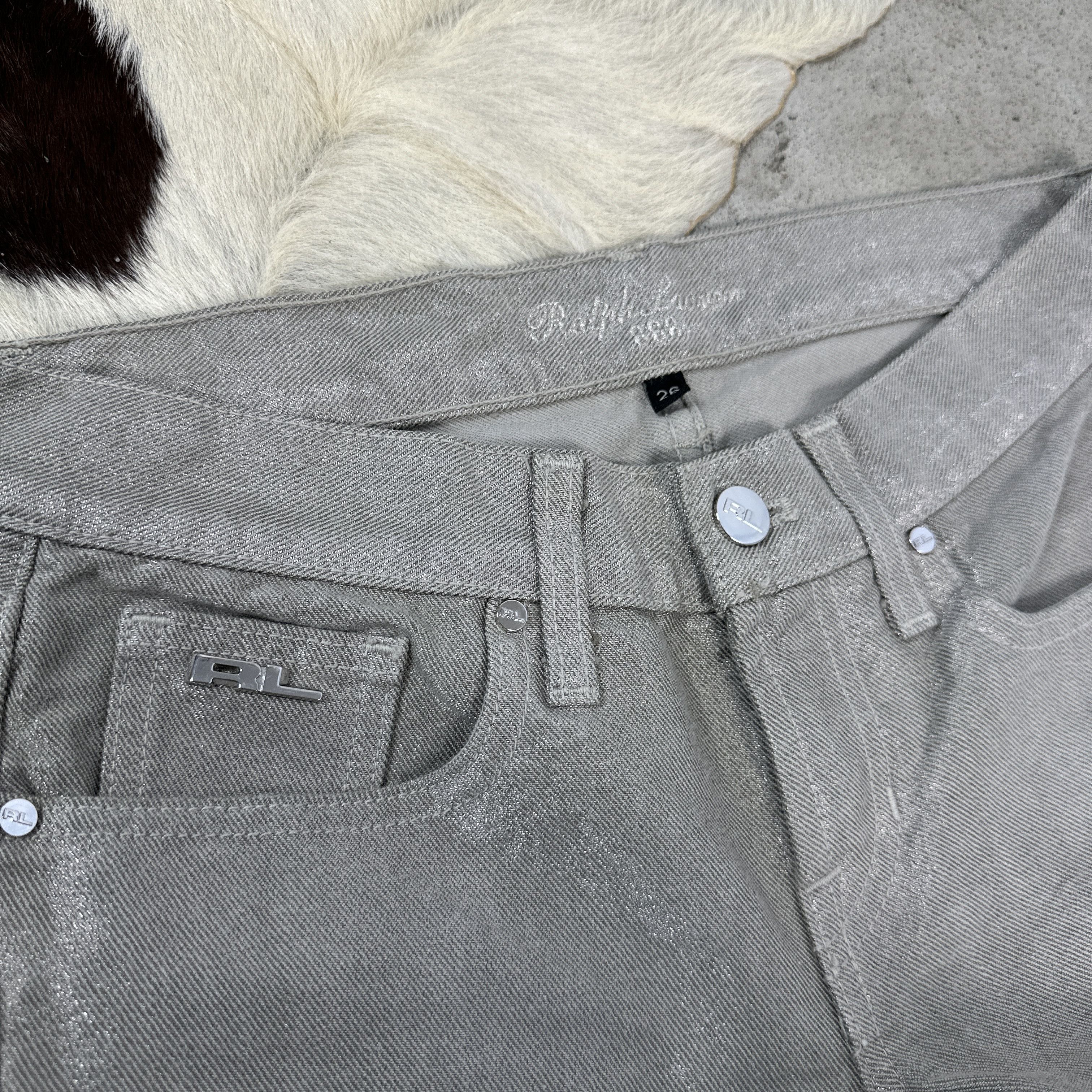 Ralph Lauren Black Label × Vintage Vintage Y2K Ralph Lauren Black Label Silver Women's Jeans Size 26" / US 2 / IT 38 - 5 Thumbnail