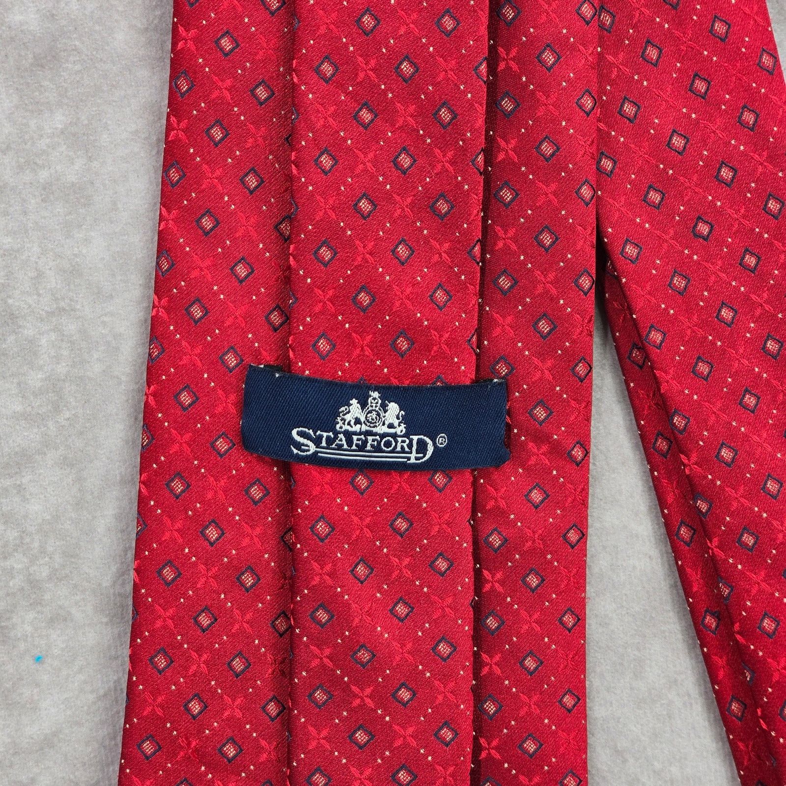 Stafford Stafford Red Stripe Floral 100% Silk Men's Neck Tie NWOT Size 30 - 4 Thumbnail