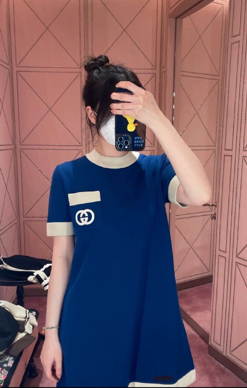 Gucci GucciBlue double G round-neck wool knitted short-sleeved dr Size XS / US 0-2 / IT 36-38 - 9 Thumbnail
