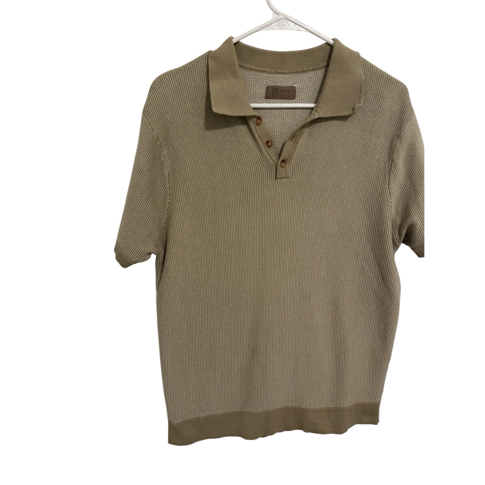 Hudson & Barrow HB Khaki Short Sleeve Button Up V-Neck Pullover Sweater Size US L / EU 52-54 / 3 - 3 Thumbnail