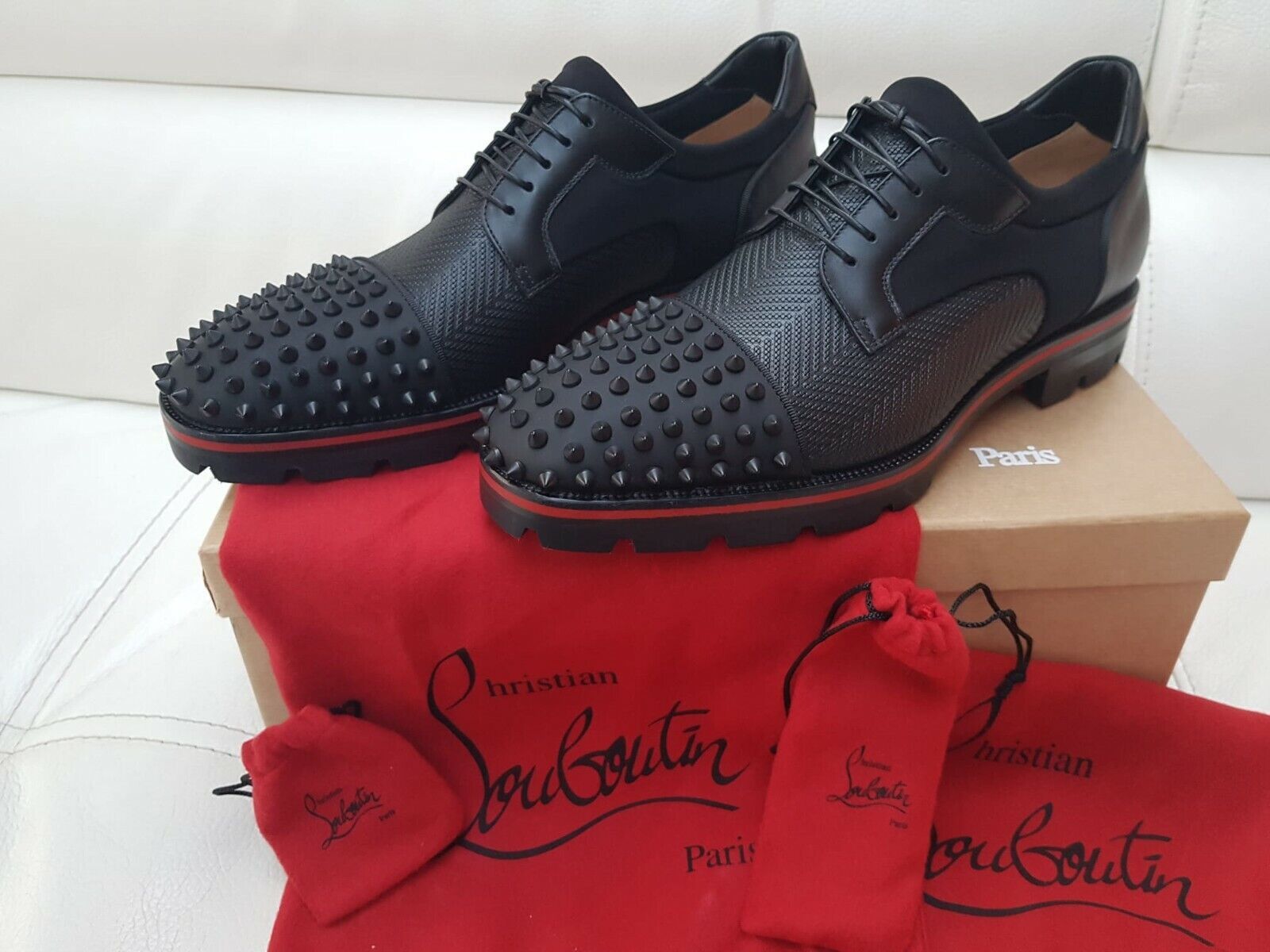 image of Christian Louboutin Luis Black Derby Shoes New, Men's (Size 6)