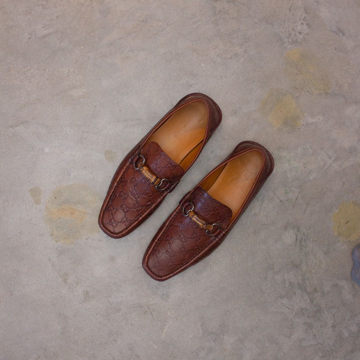 Gucci GUCCI Guccissima Brown Leather Drivers Bamboo Loafers Size US 8.5 / EU 41-42 - 8 Thumbnail
