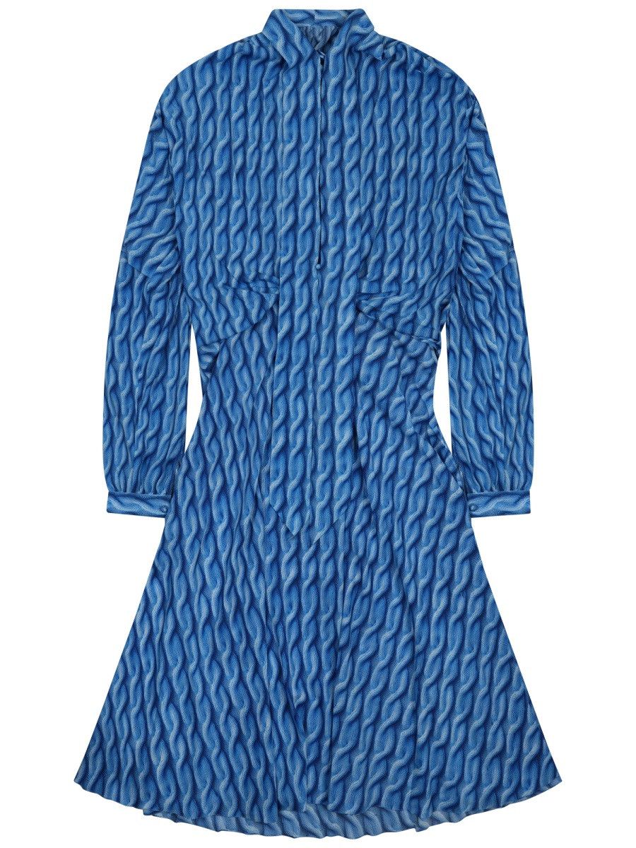Balenciaga BALENCIAGA MIDI DRESS WITH PRINT - BLUE (FR 36) Size XS / US 0-2 / IT 36-38 - 1 Thumbnail