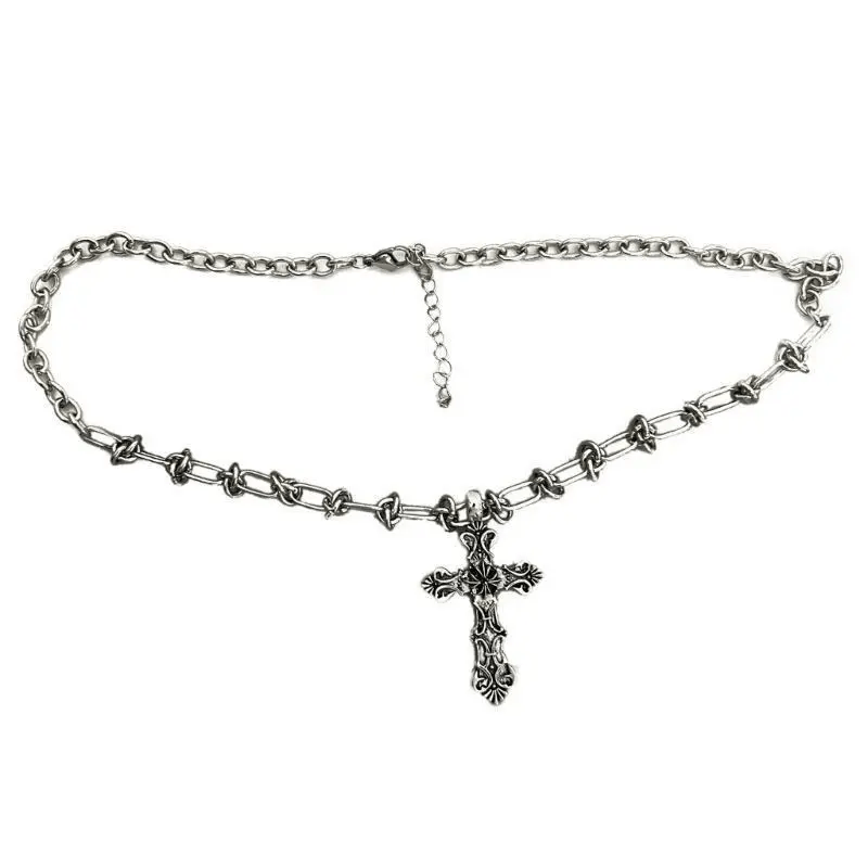 Jewelry Unique Carved Cross Pendant Necklace Size ONE SIZE - 4 Thumbnail