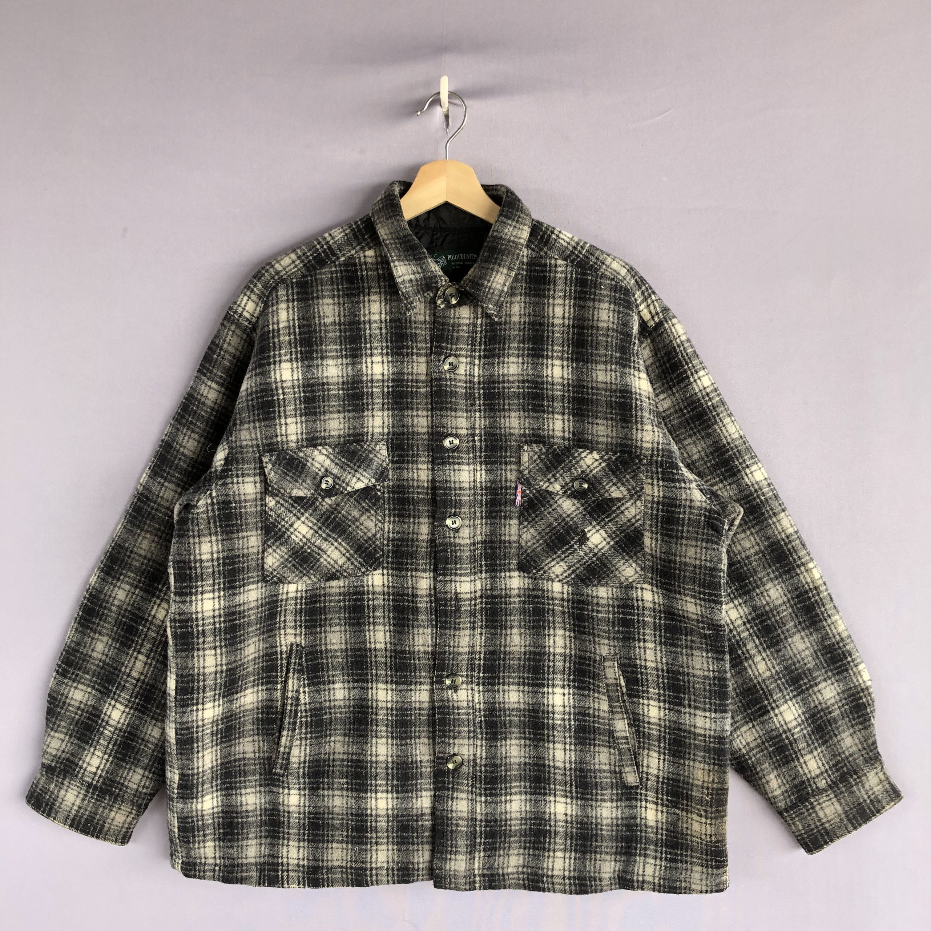 Japanese Brand × Vintage Vintage Polo Country Wool Jacket Shirts Tartan Button Ups Size US L / EU 52-54 / 3 - 1 Thumbnail