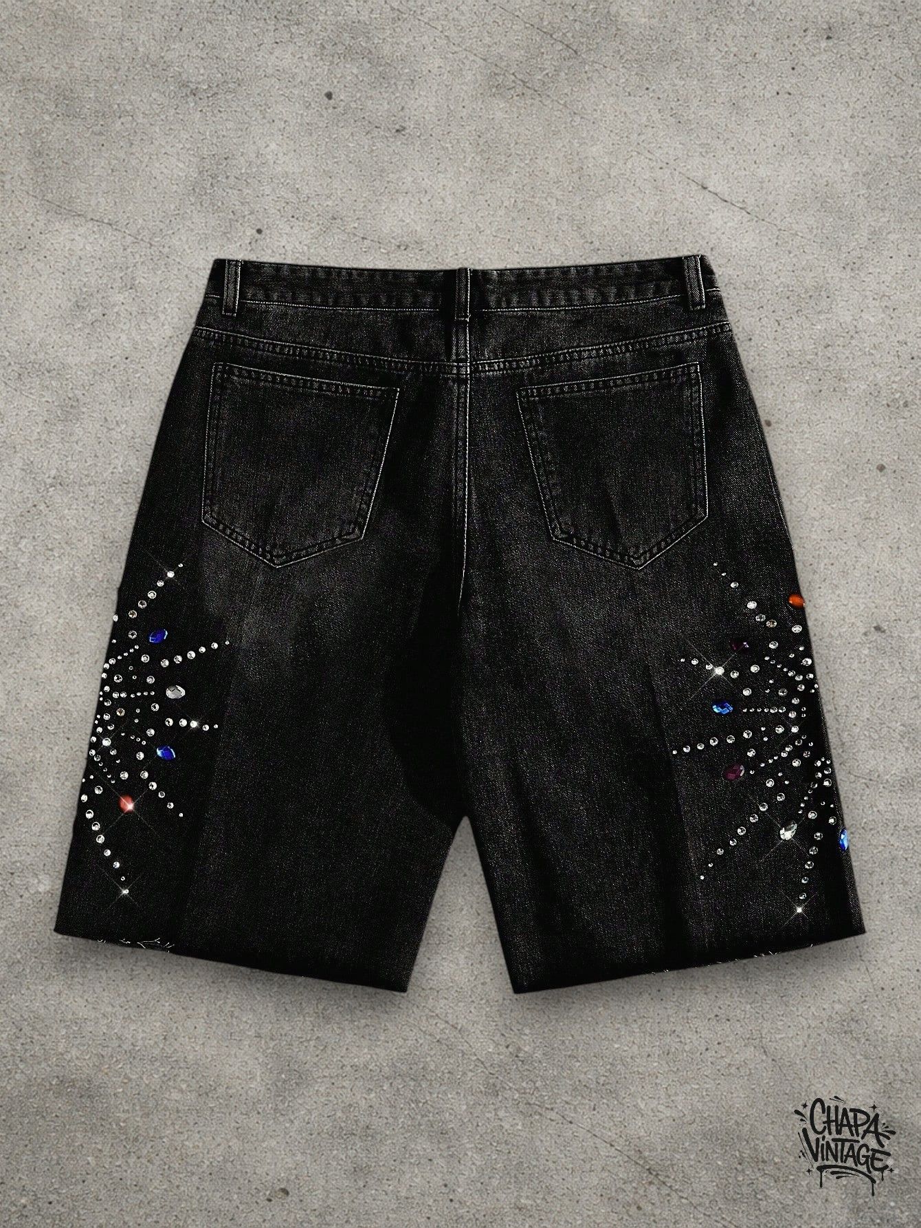 Japanese Brand Rhinestone washed shorts Size US 32 / EU 48 - 2 Thumbnail